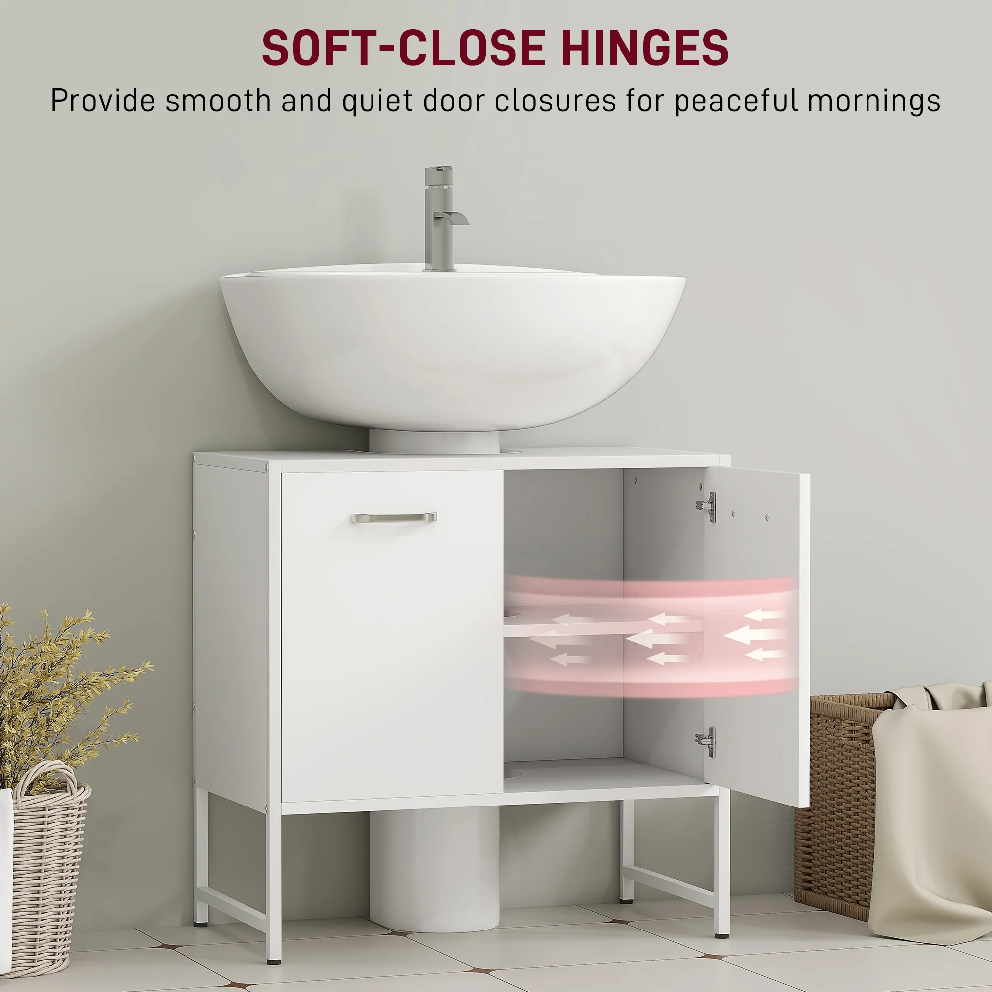 HOMCOM Bathroom Under Sink Cabinet for Basin without or with Pedestal - Image 4