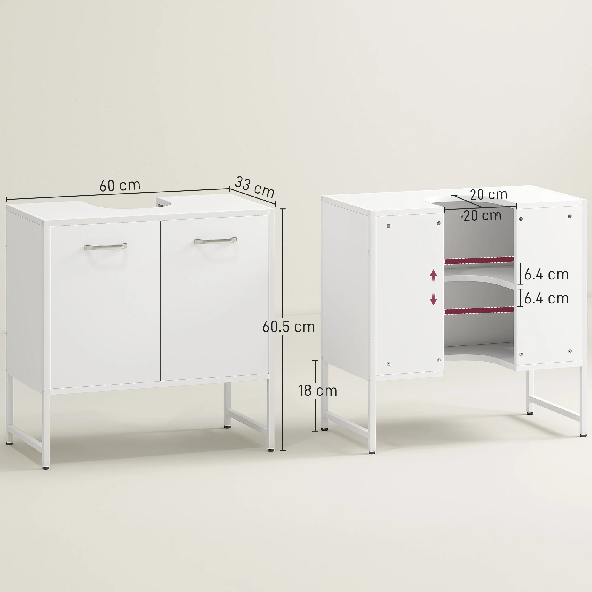HOMCOM Bathroom Under Sink Cabinet for Basin without or with Pedestal - Image 5