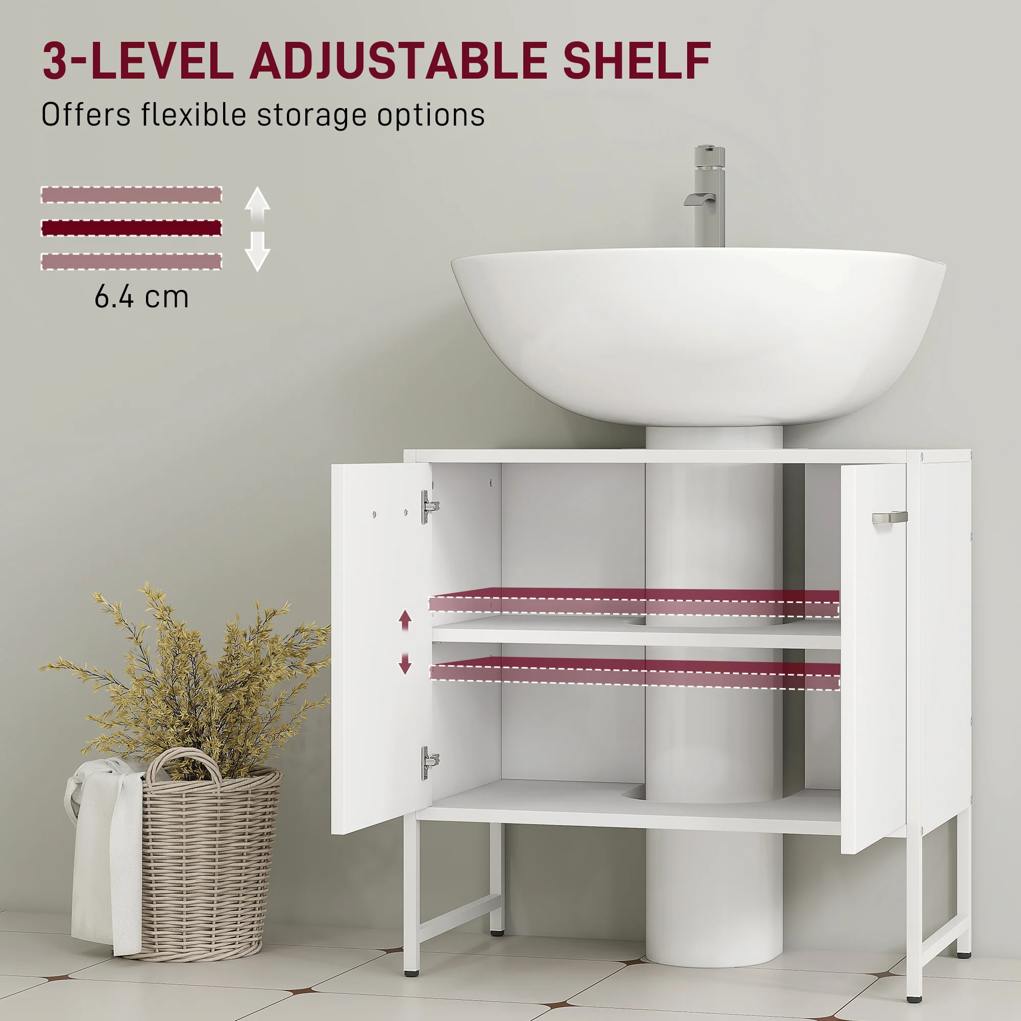 HOMCOM Bathroom Under Sink Cabinet for Basin without or with Pedestal - Image 6