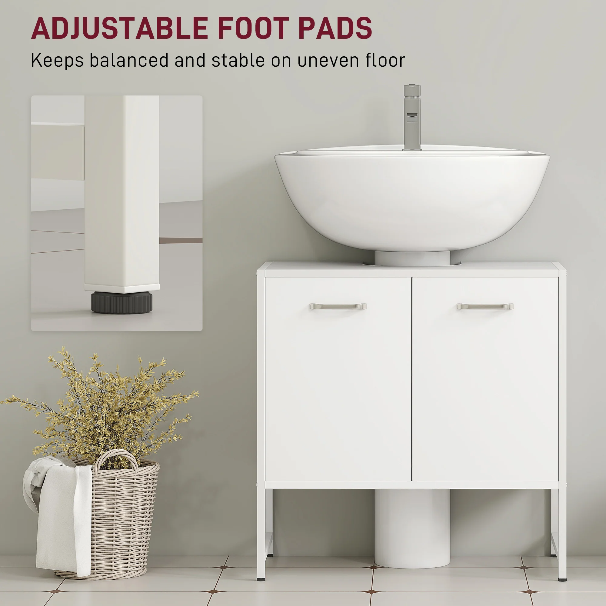 HOMCOM Bathroom Under Sink Cabinet for Basin without or with Pedestal - Image 8
