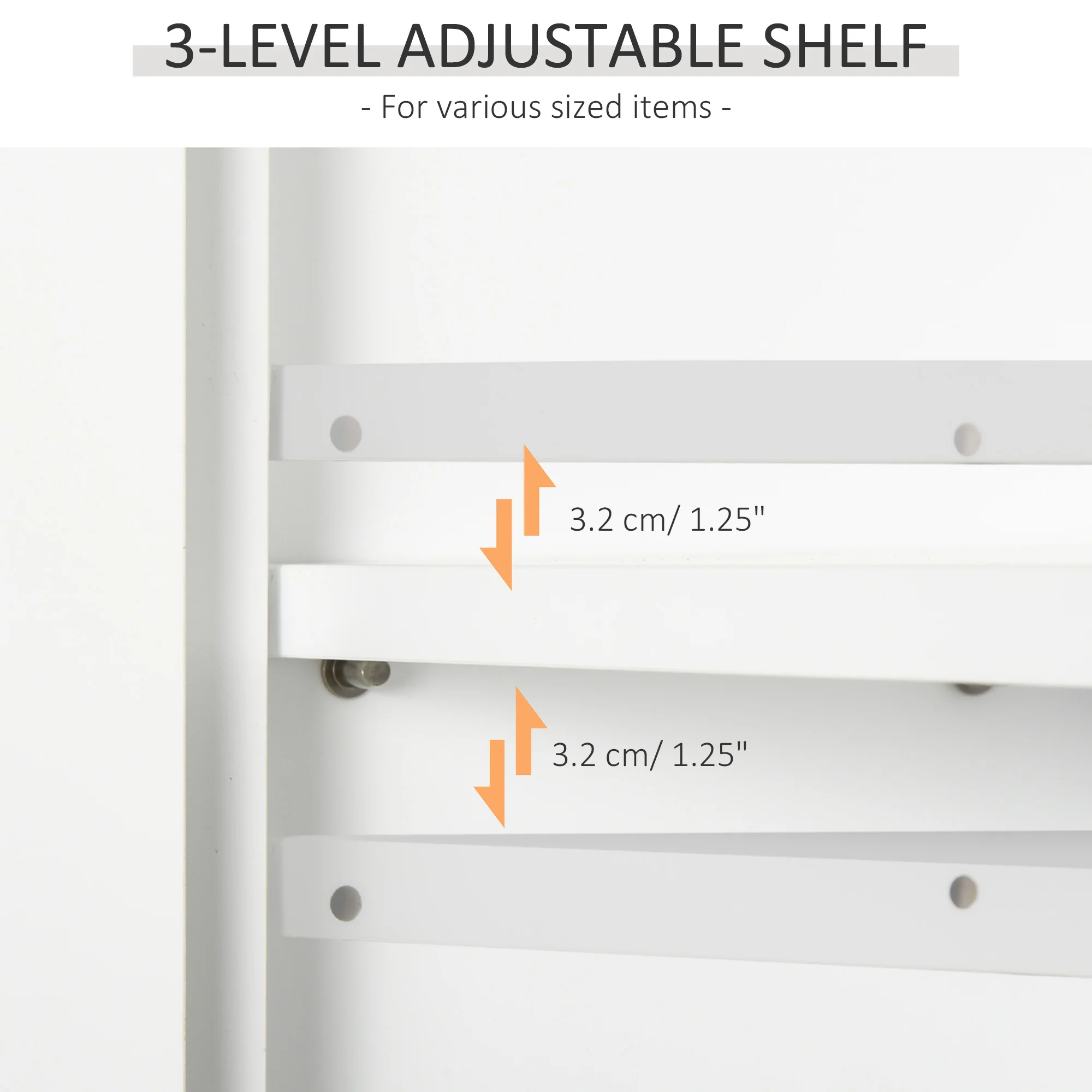HOMCOM Bathroom Wall Cabinet, Medicine Cabinet w/ Adjustable Shelf, White - Image 4