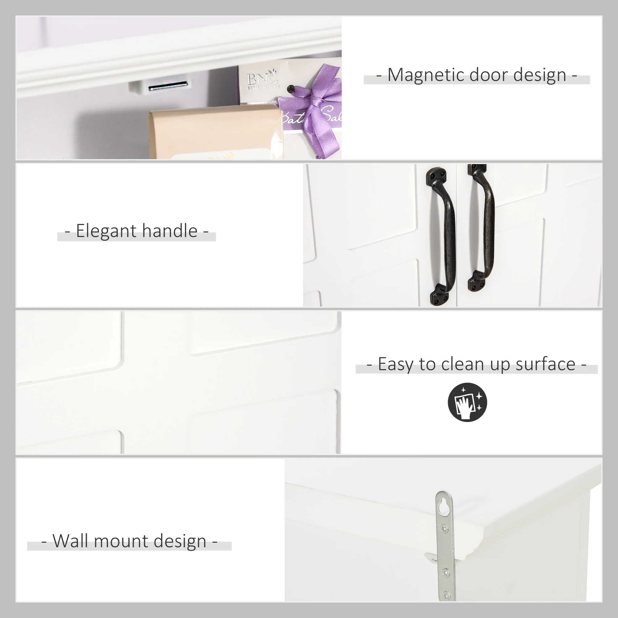 HOMCOM Bathroom Wall Cabinet, Medicine Cabinet w/ Adjustable Shelf, White - Image 6