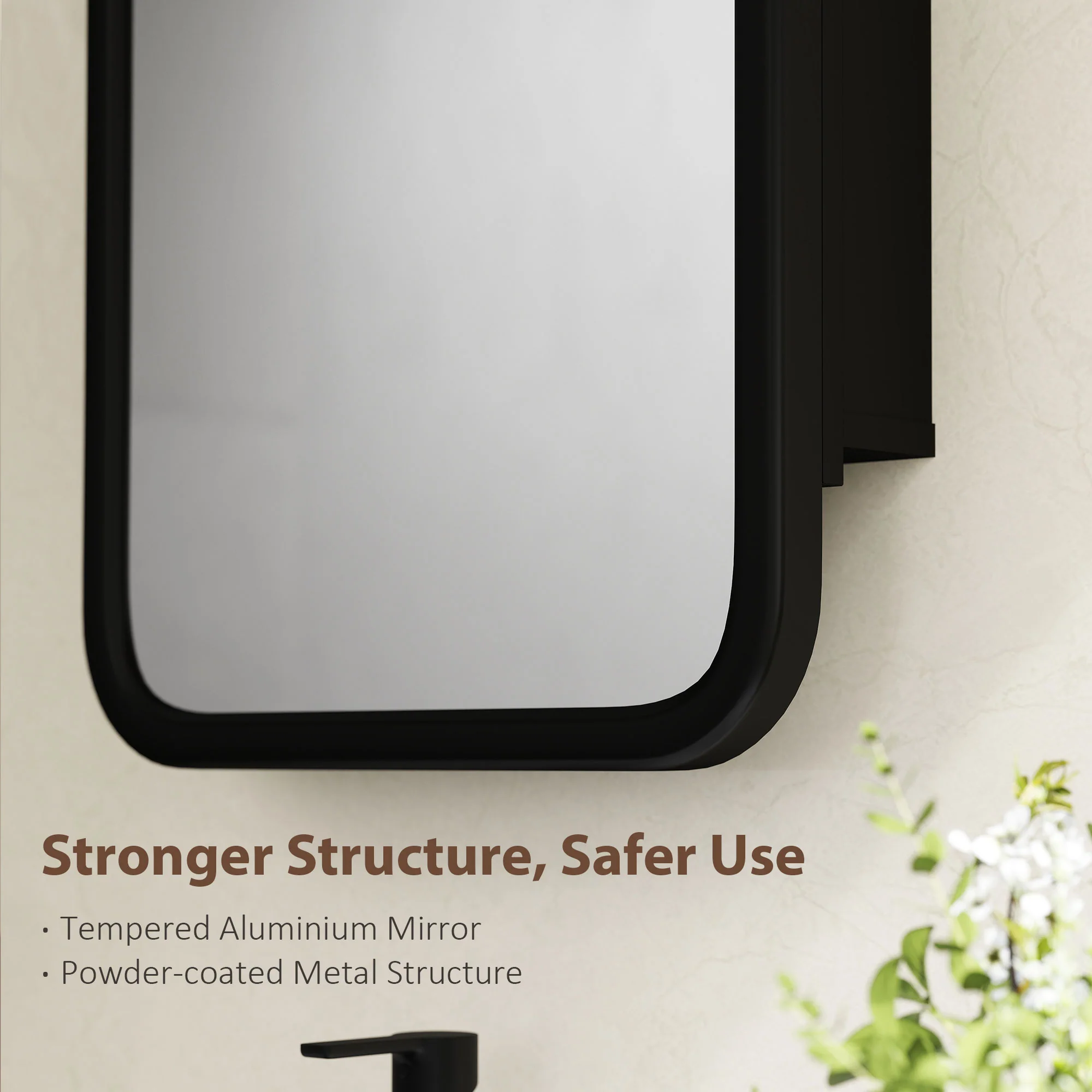 HOMCOM Bathroom Wall Cabinet With Mirror Black - Image 6