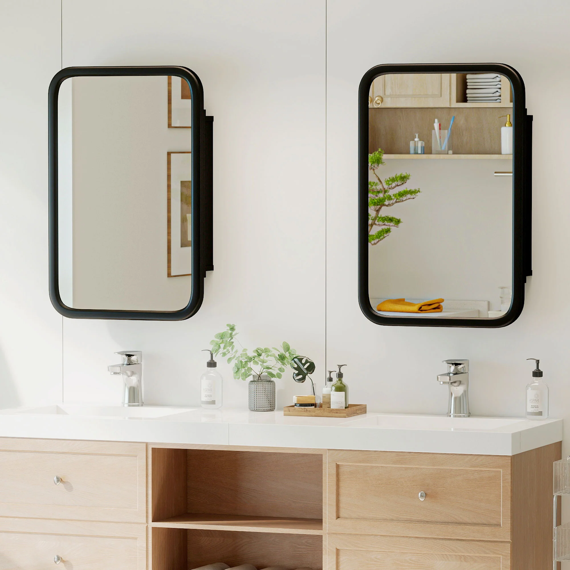 HOMCOM Bathroom Wall Cabinet With Mirror Black - Image 9