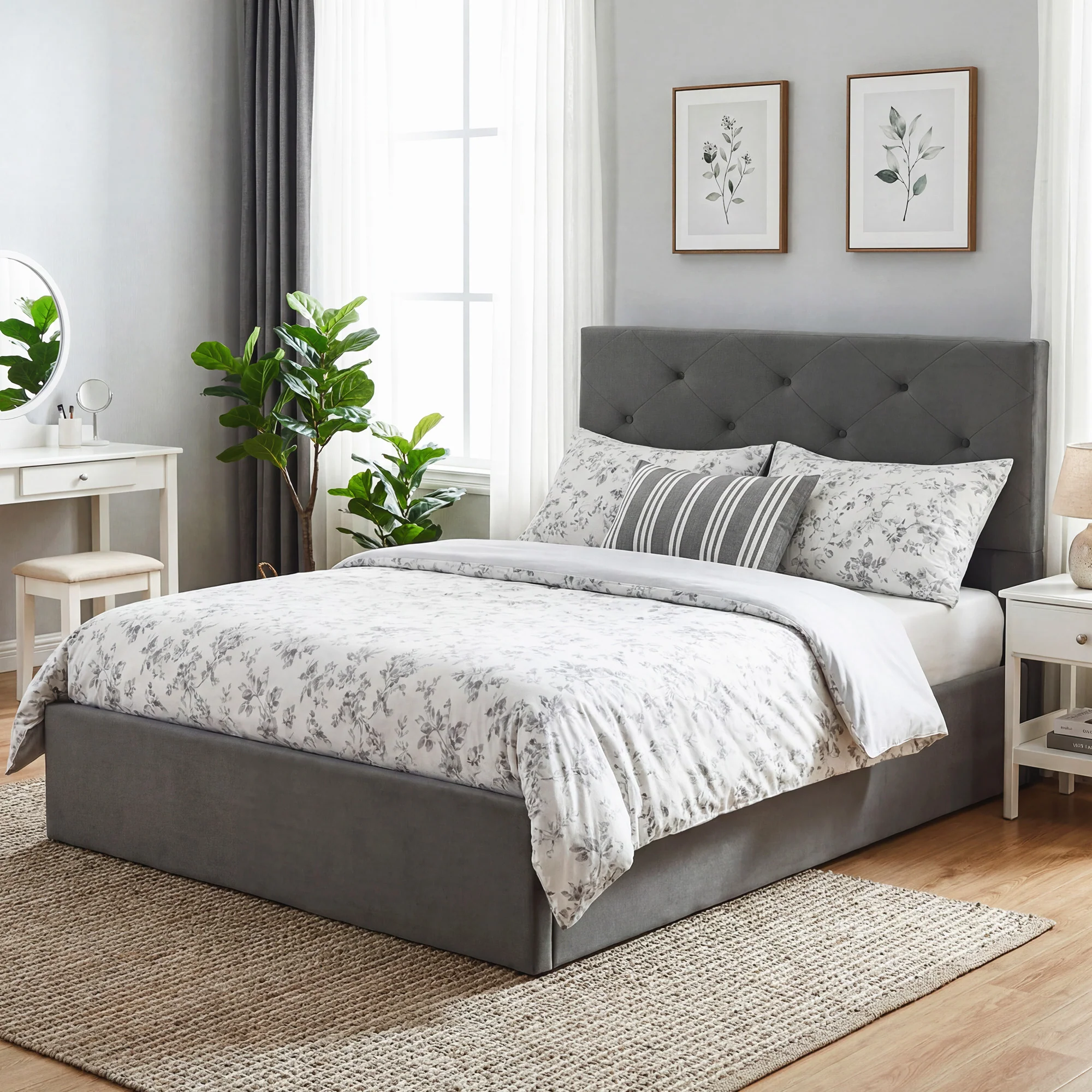 HOMCOM Bed Frame Gas Side Lift Under Bed Storage - Image 17
