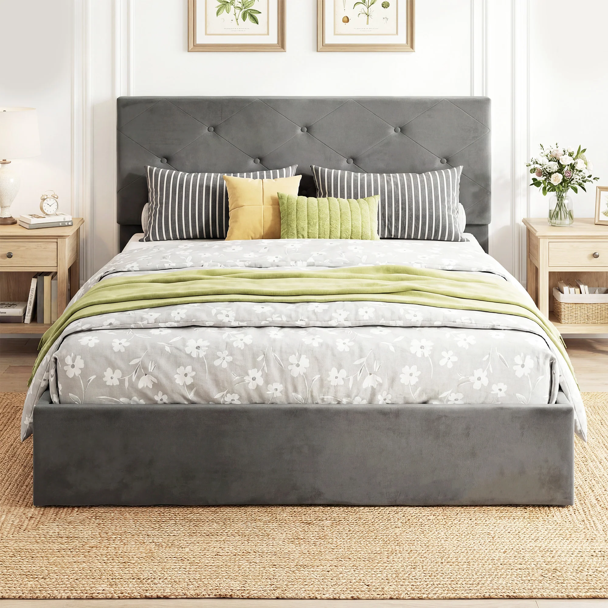 HOMCOM Bed Frame Gas Side Lift Under Bed Storage - Image 20