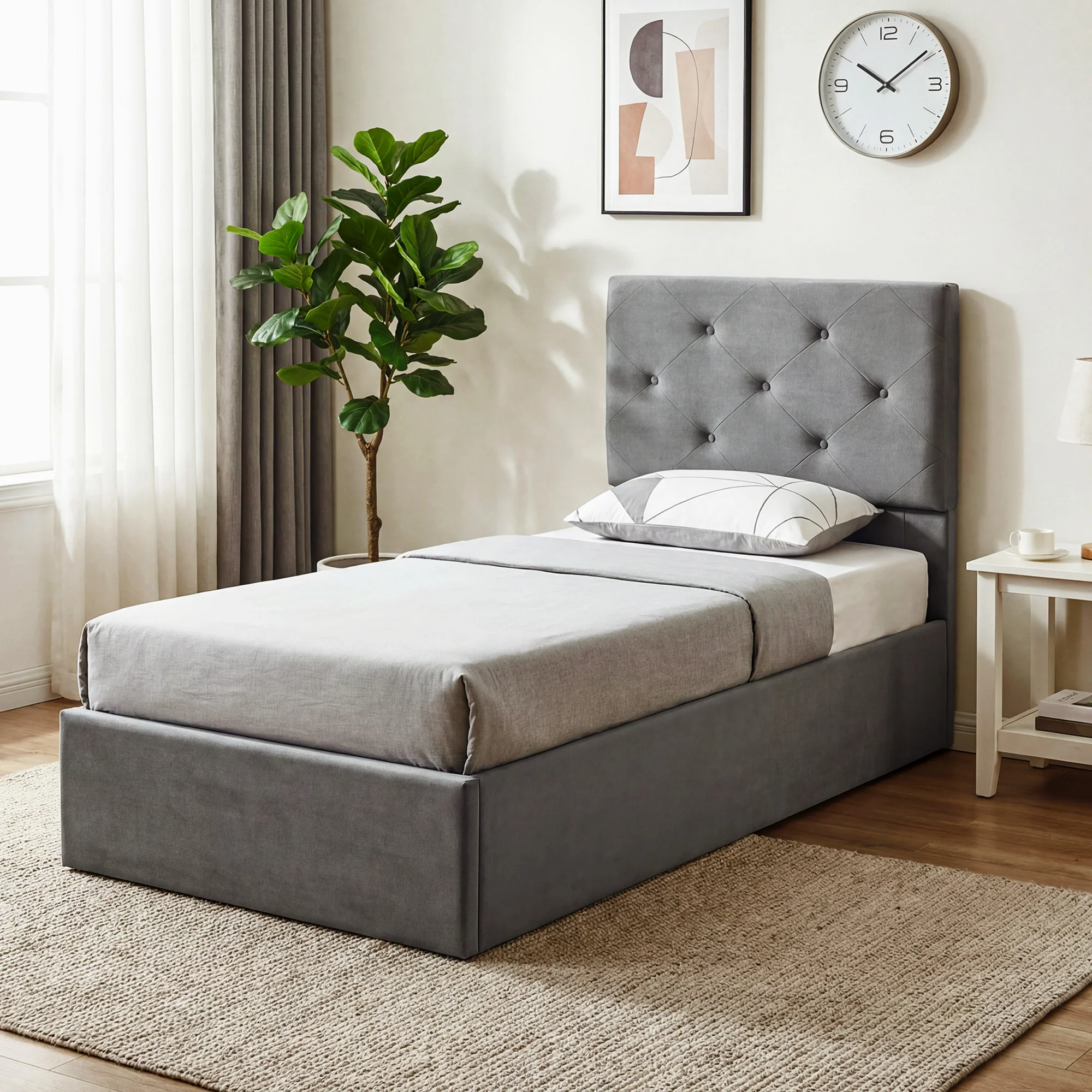 HOMCOM Bed Frame Gas Side Lift Under Bed Storage - Image 8