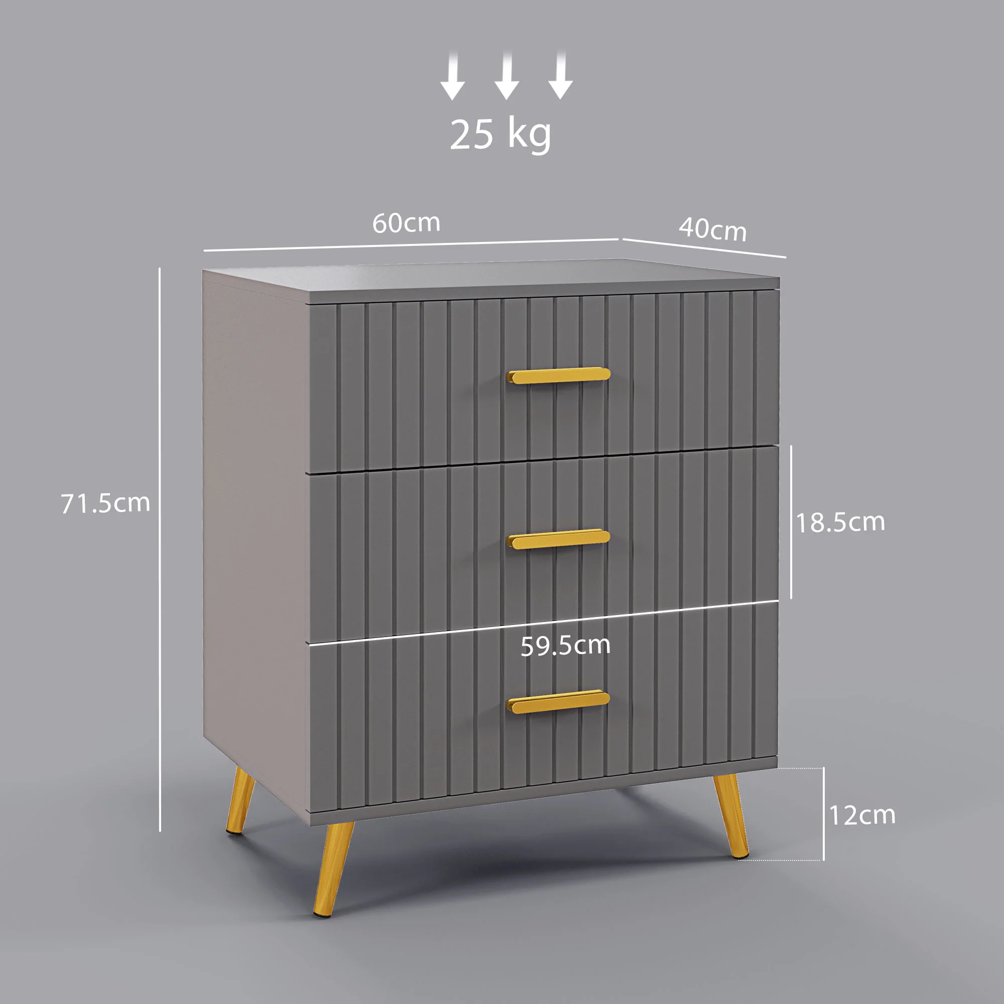HOMCOM Bedroom Chest Of Drawers, 3-Drawer Dresser With Aluminium Legs - Image 5