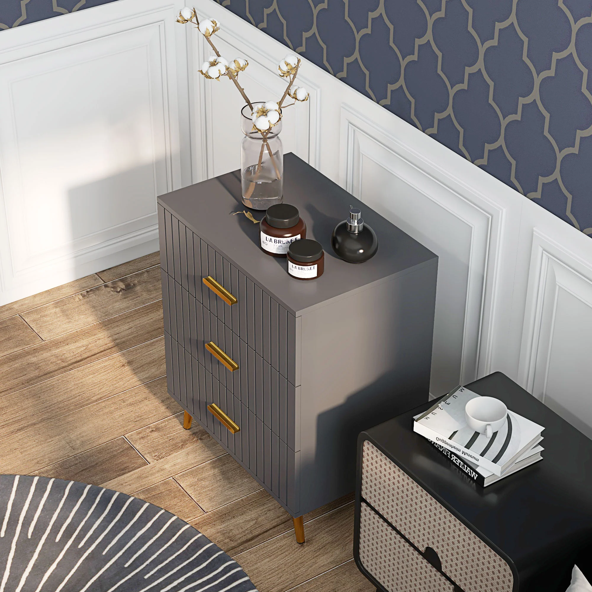 HOMCOM Bedroom Chest Of Drawers, 3-Drawer Dresser With Aluminium Legs - Image 7