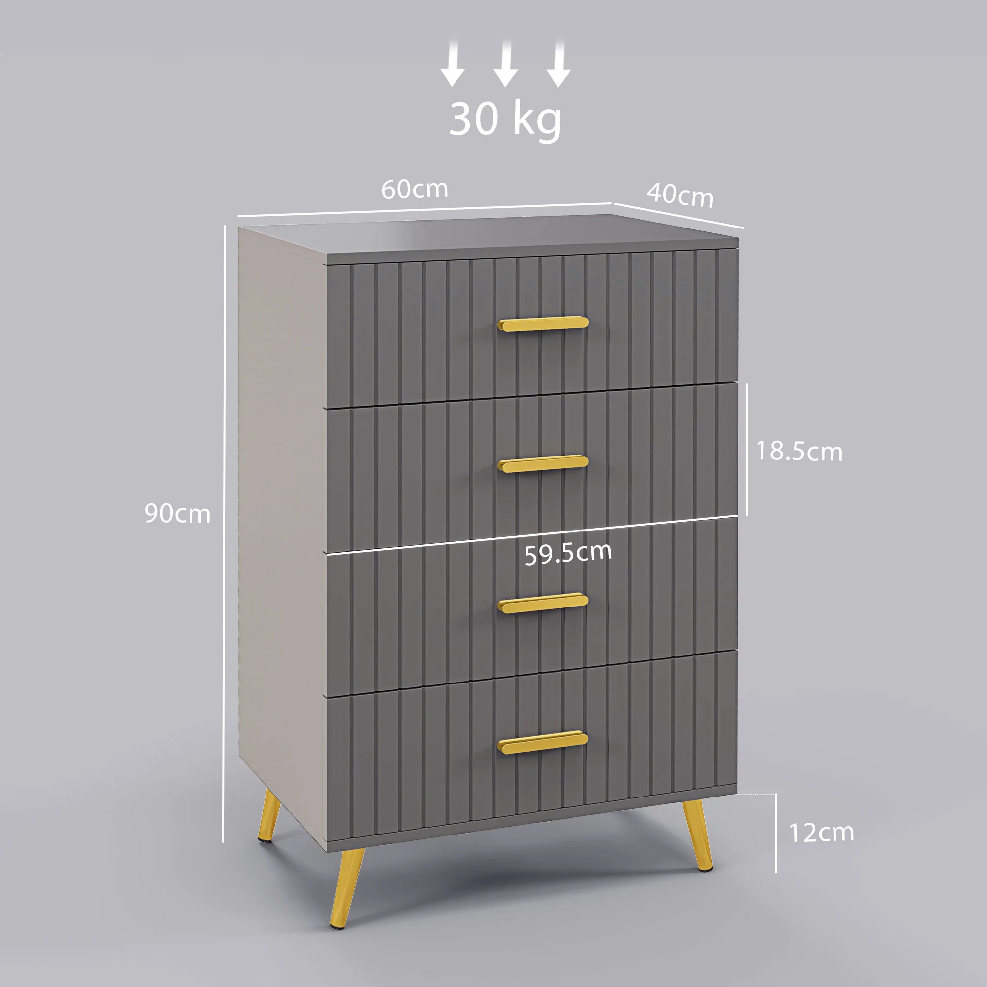 HOMCOM Bedroom Chest Of Drawers, 4-Drawer Dresser With Aluminium Legs - Image 5