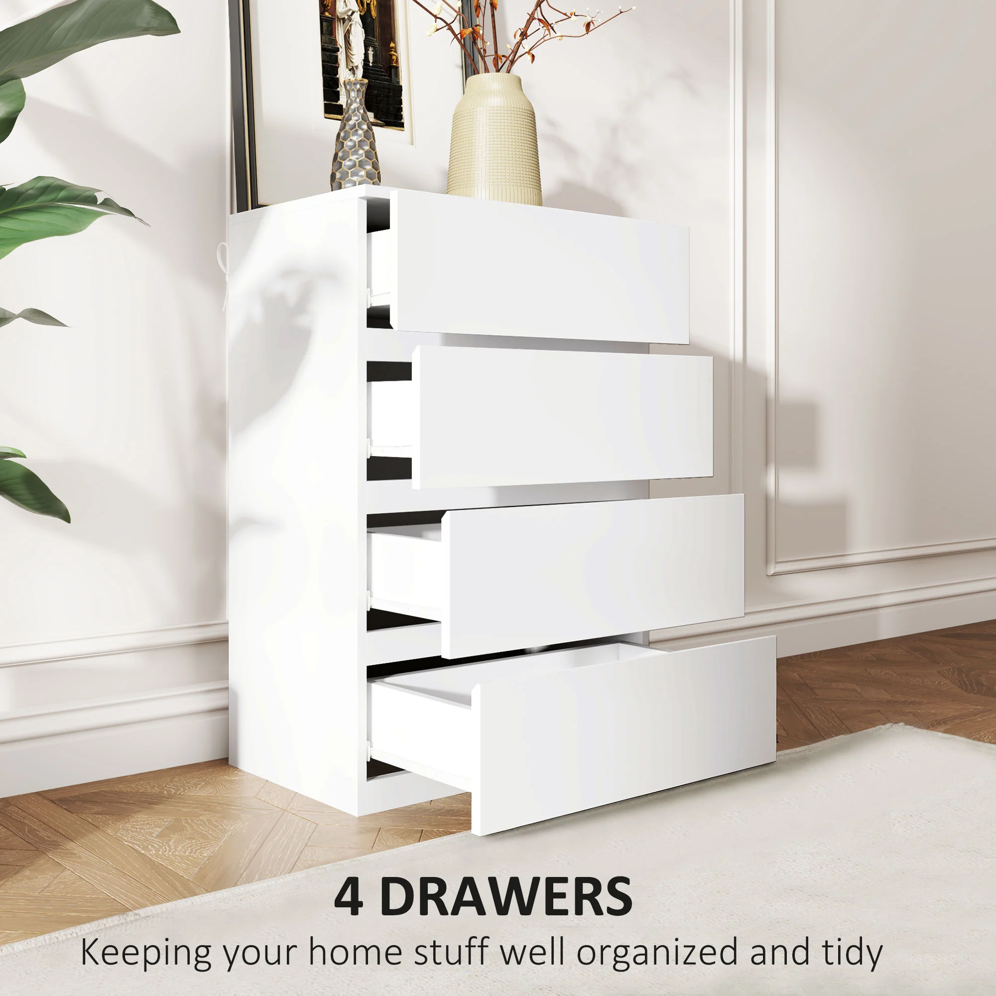 HOMCOM Bedroom Chest of Drawers, 4 Drawers Dresser, Drawer Unit - Image 12