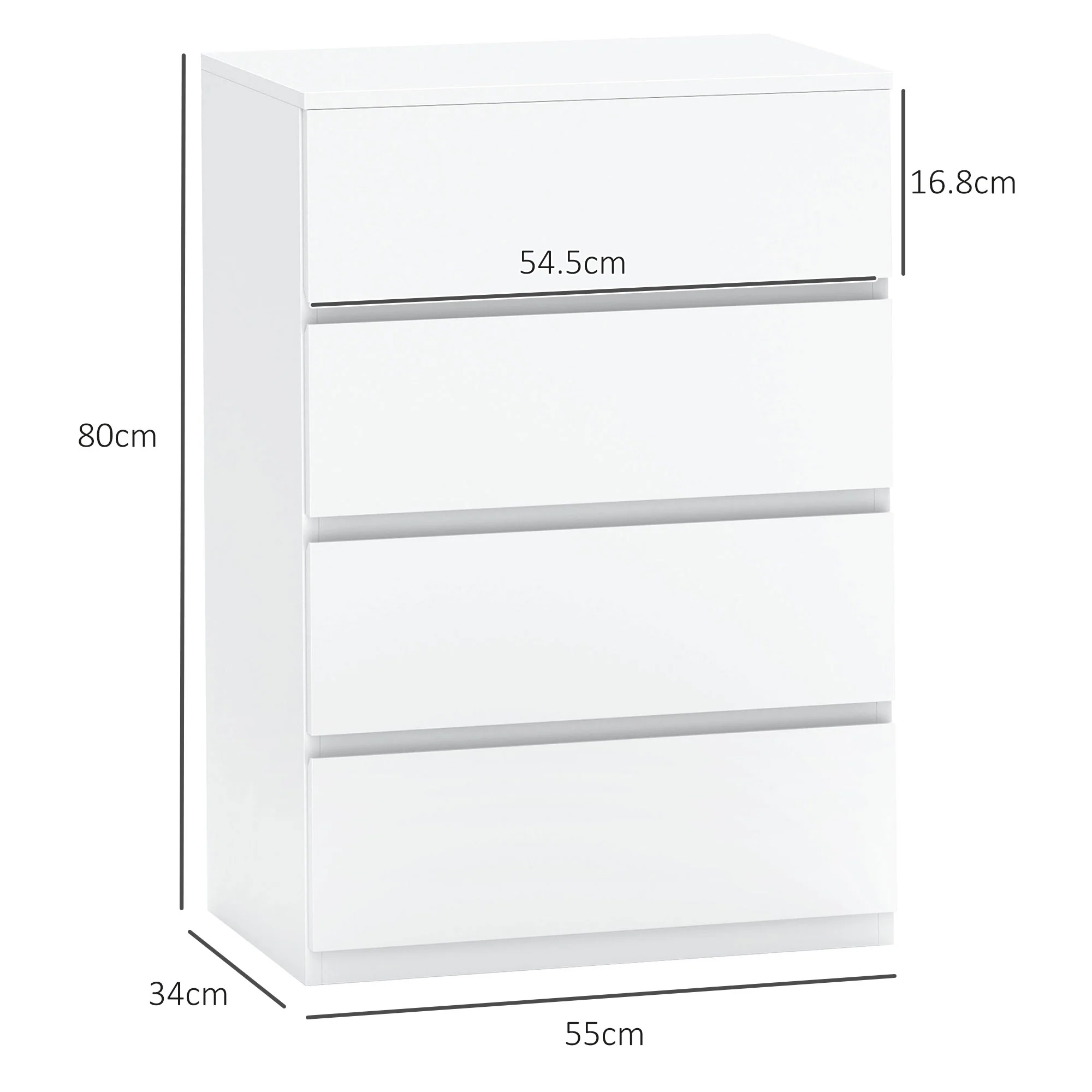 HOMCOM Bedroom Chest of Drawers, 4 Drawers Dresser, Drawer Unit - Image 14