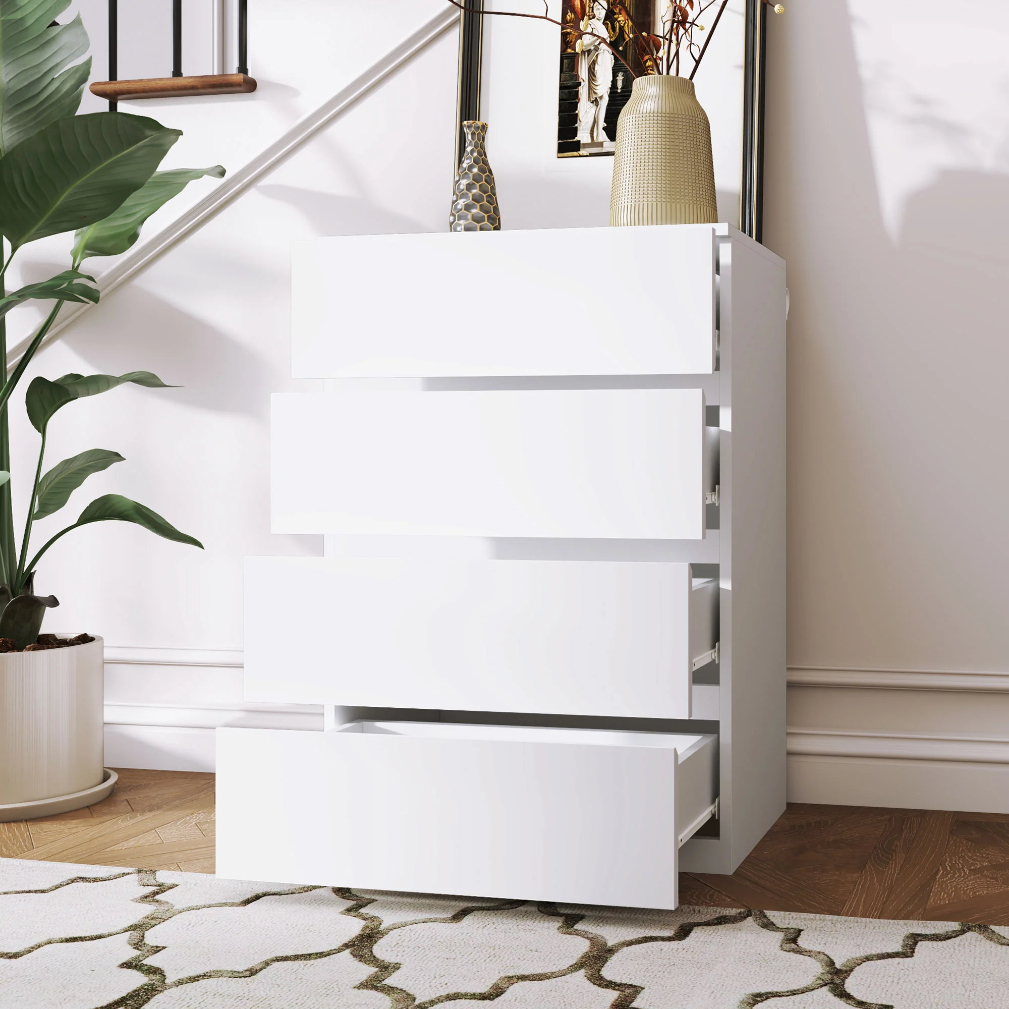 HOMCOM Bedroom Chest of Drawers, 4 Drawers Dresser, Drawer Unit - Image 16