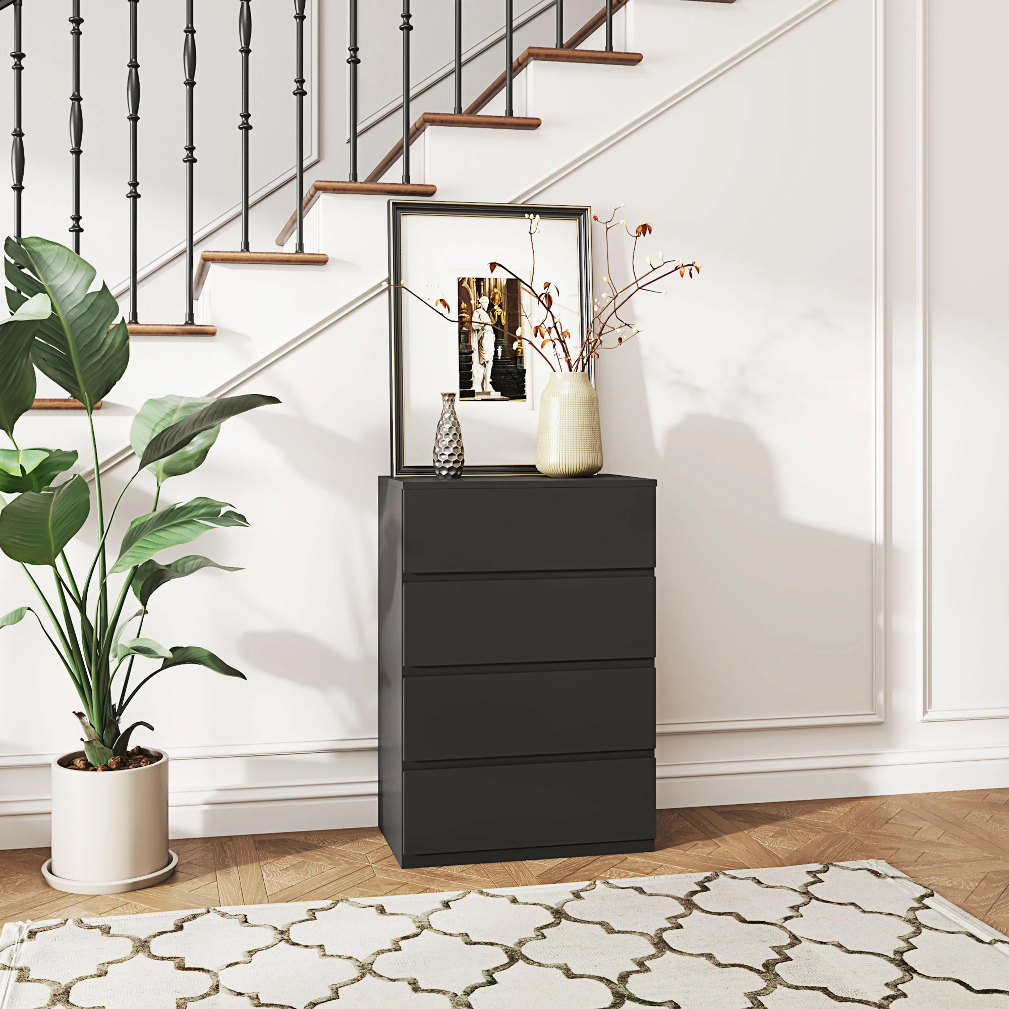 HOMCOM Bedroom Chest of Drawers, 4 Drawers Dresser, Drawer Unit - Image 2