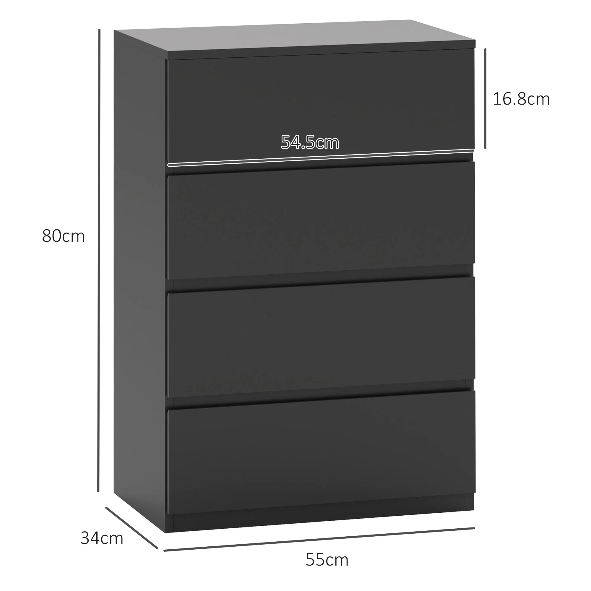 HOMCOM Bedroom Chest of Drawers, 4 Drawers Dresser, Drawer Unit - Image 5