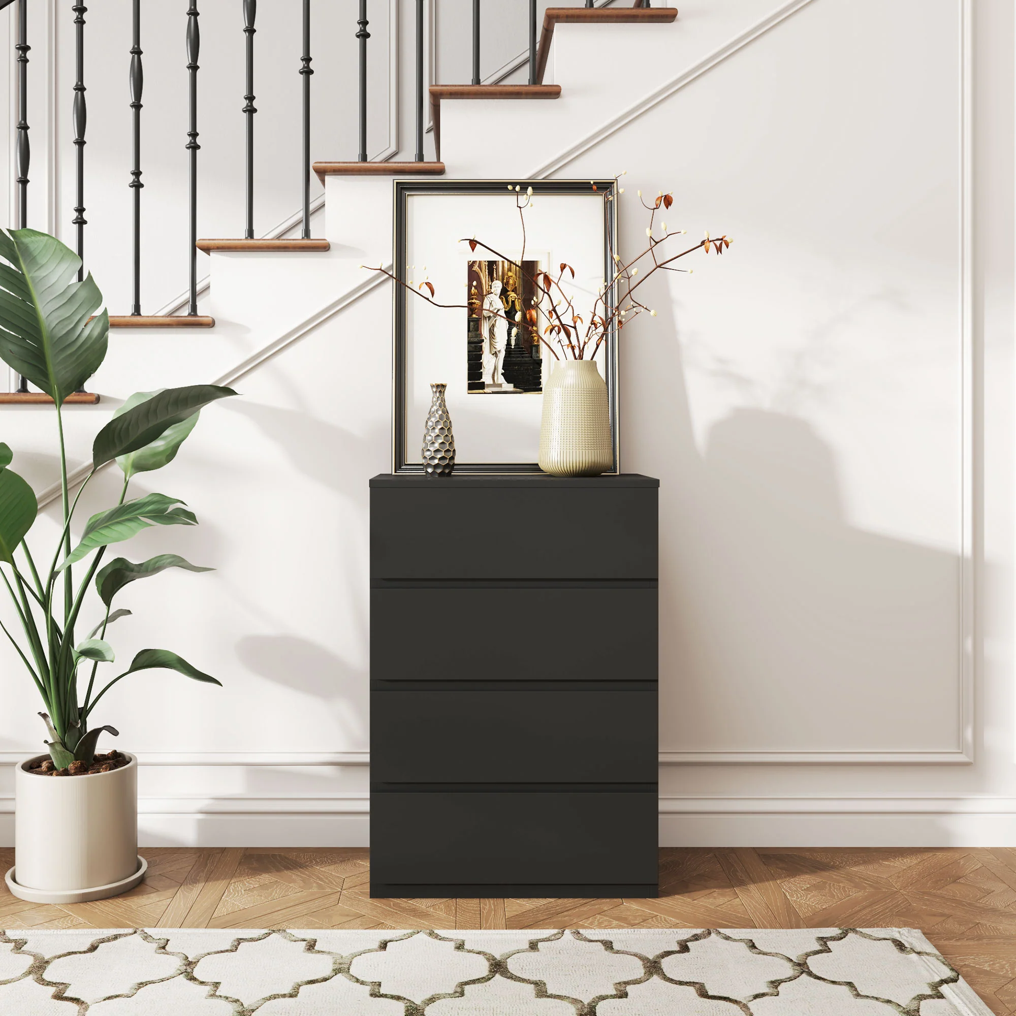 HOMCOM Bedroom Chest of Drawers, 4 Drawers Dresser, Drawer Unit - Image 6