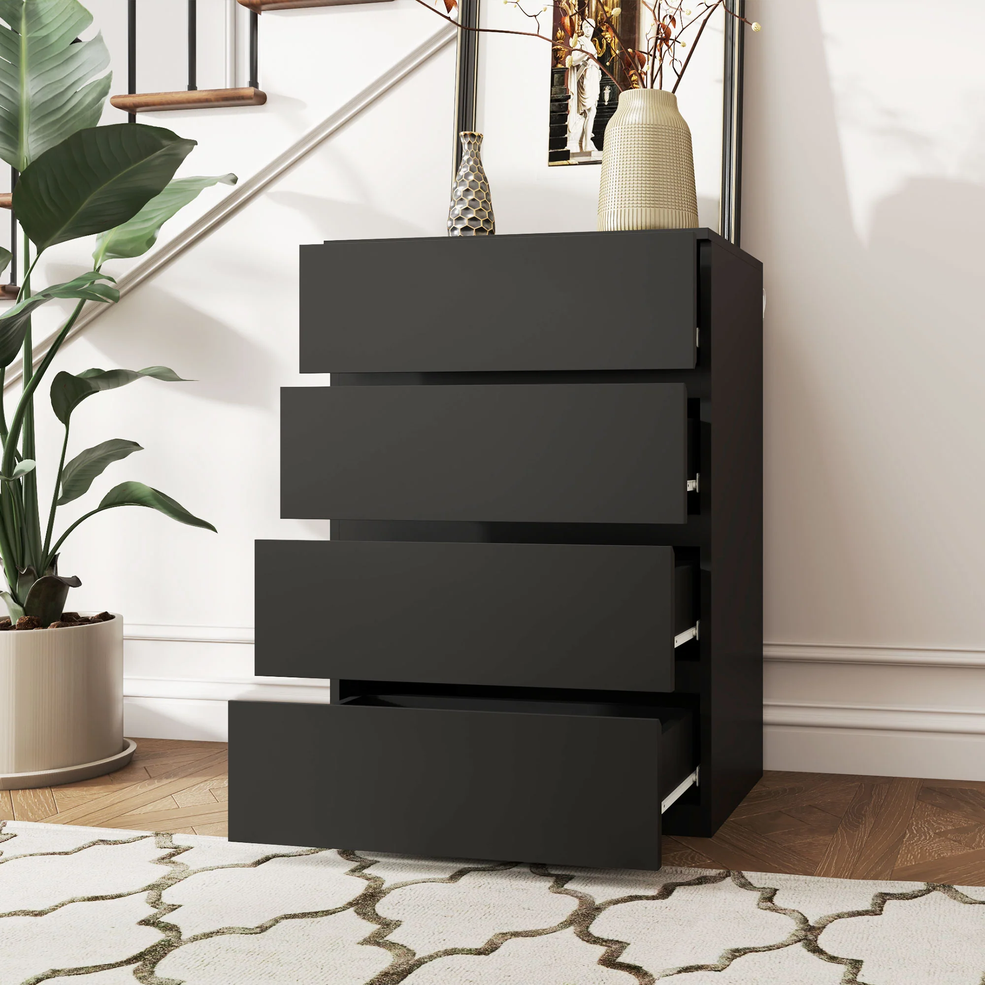 HOMCOM Bedroom Chest of Drawers, 4 Drawers Dresser, Drawer Unit - Image 7