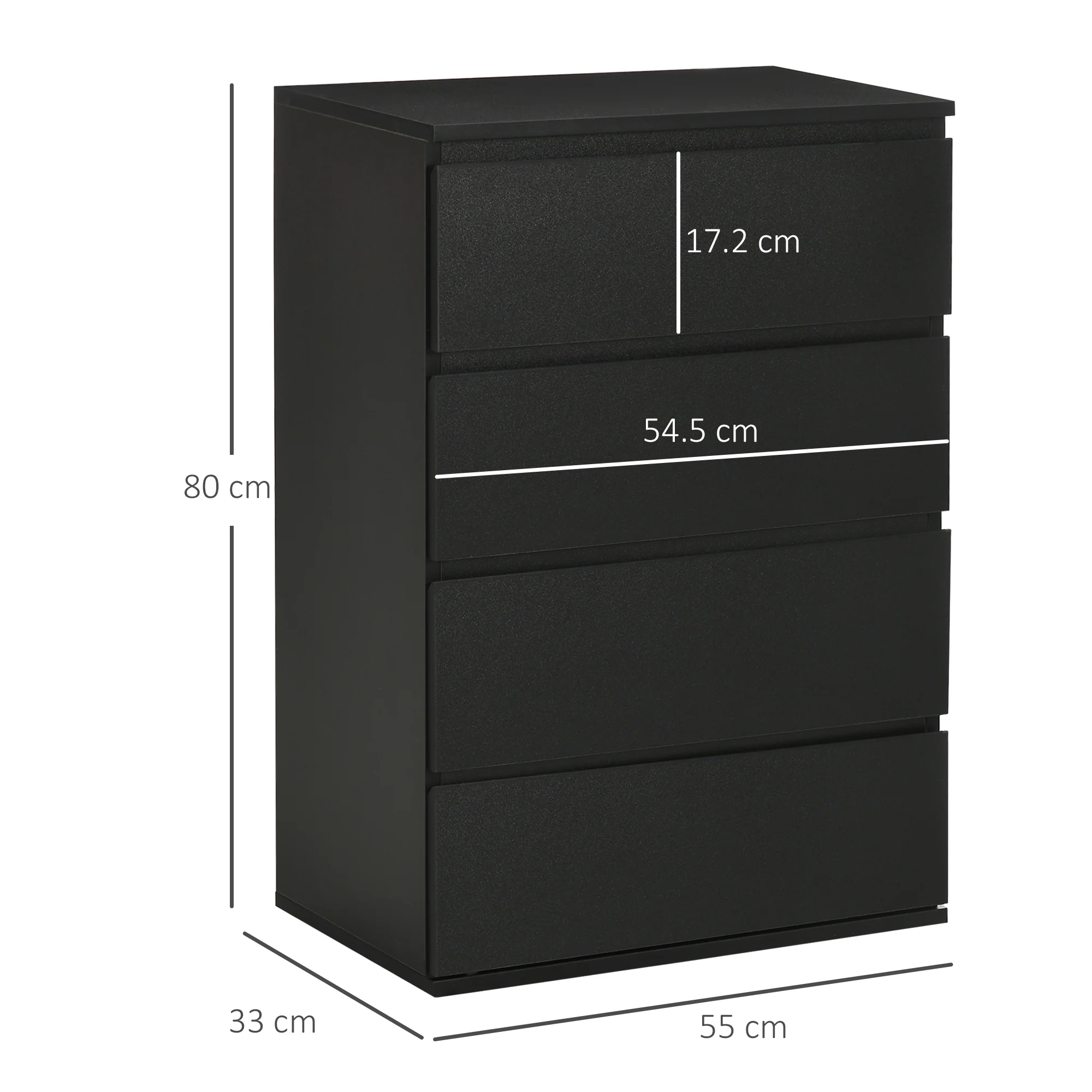HOMCOM Bedroom Chest of Drawers, 4 Drawers Dresser, Drawer Unit - Image 5