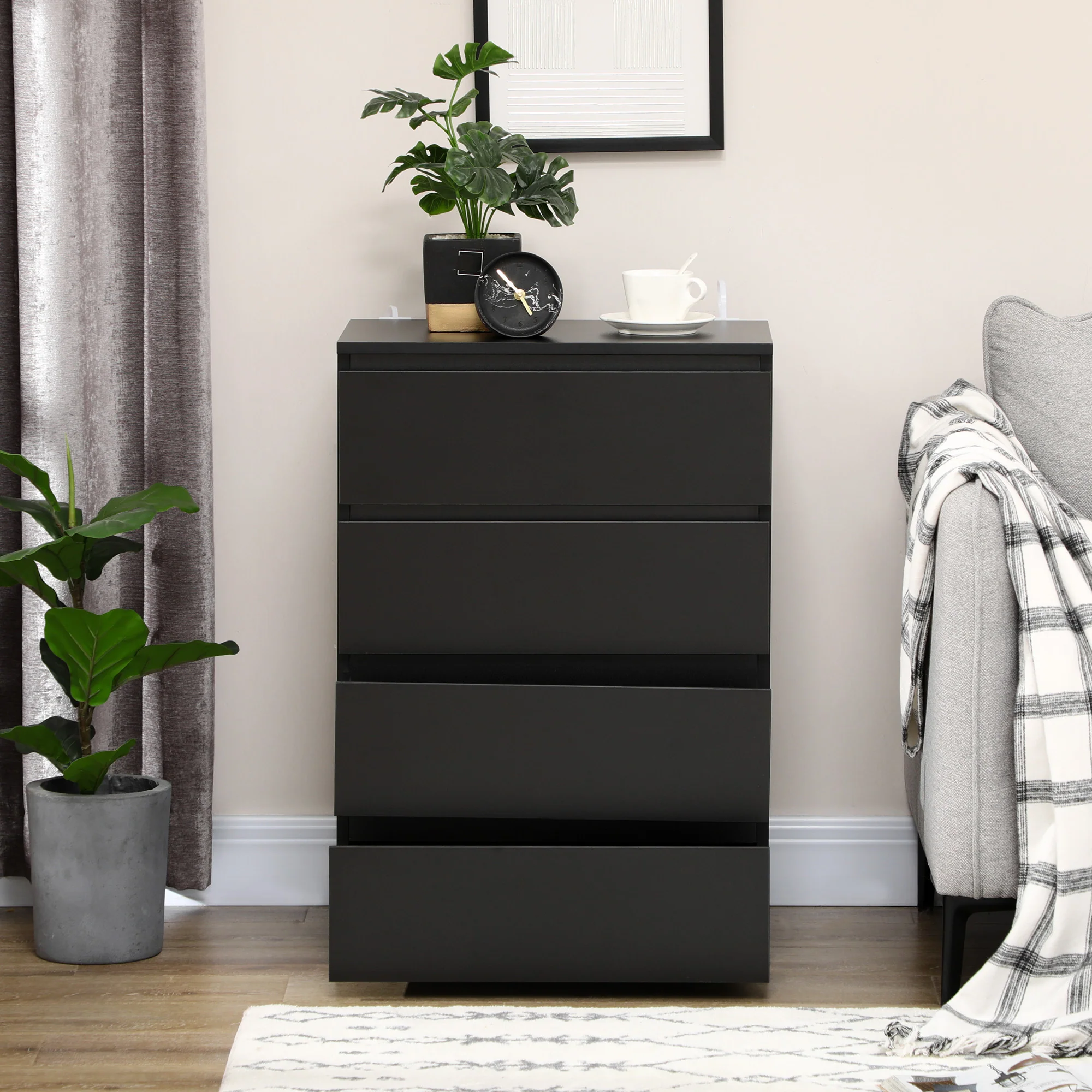 HOMCOM Bedroom Chest of Drawers, 4 Drawers Dresser, Drawer Unit - Image 6