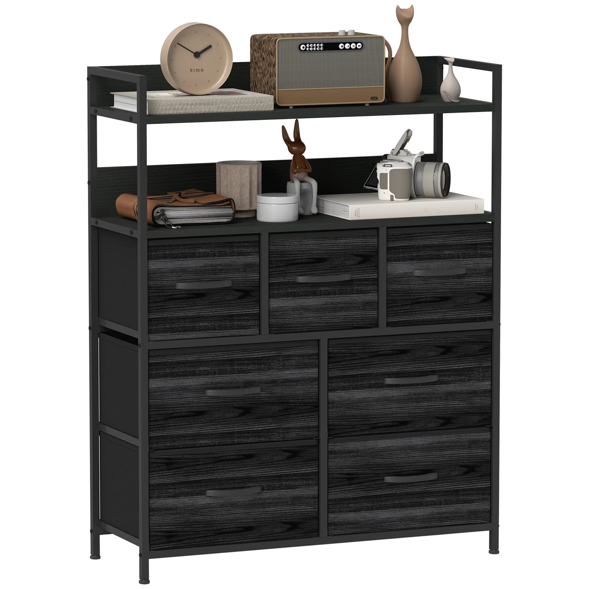 HOMCOM Bedroom Chest of Drawers 7 Drawer Dresser w/ Shelves