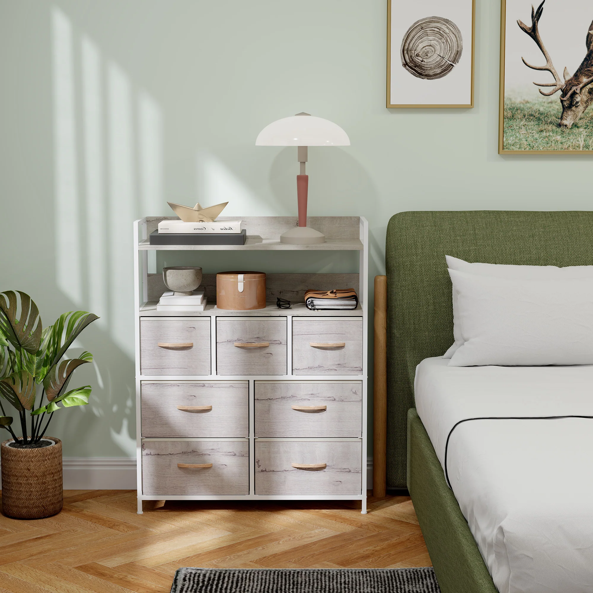 HOMCOM Bedroom Chest of Drawers 7 Drawer Dresser w/ Shelves - Image 26