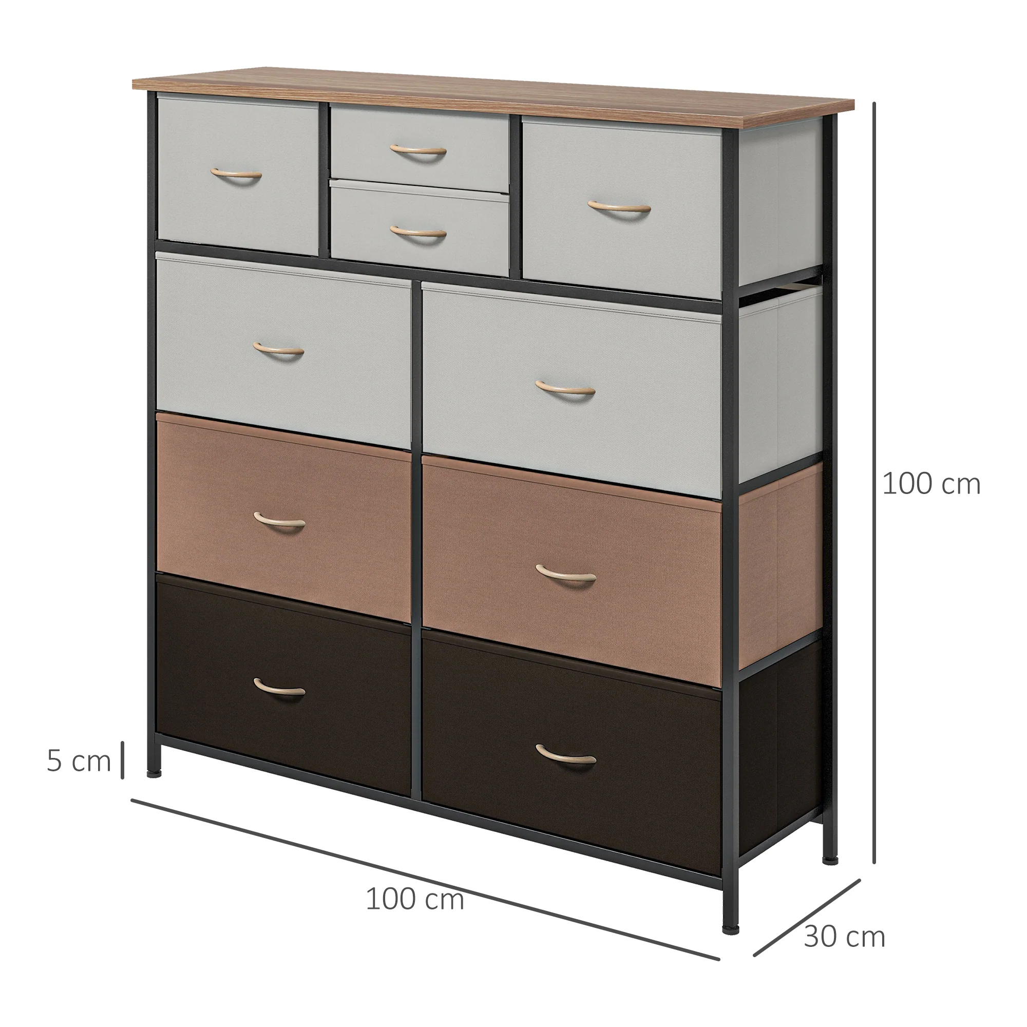 HOMCOM Bedroom Chest of Drawers Fabric Dresser w/ Foldable Drawers Multicolour - Image 5
