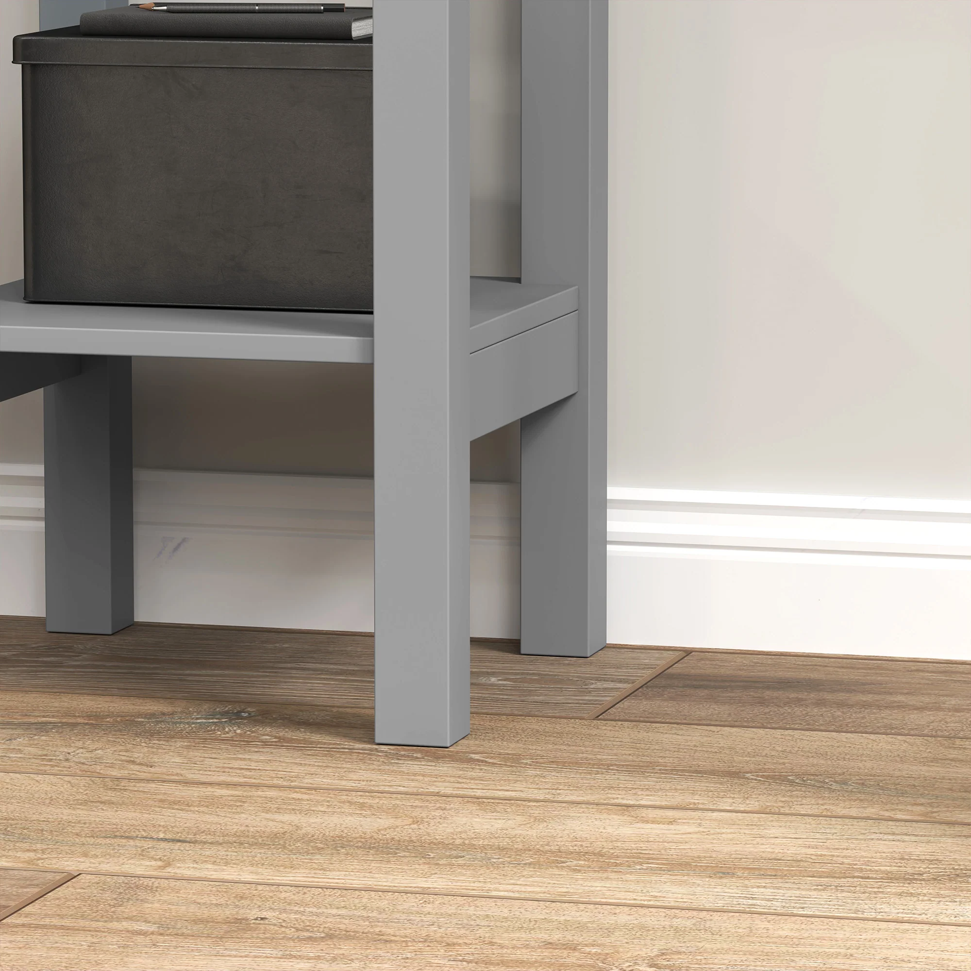 HOMCOM Bedside Table Set, End Table Set with Drawer and Storage Shelf, Grey - Image 9