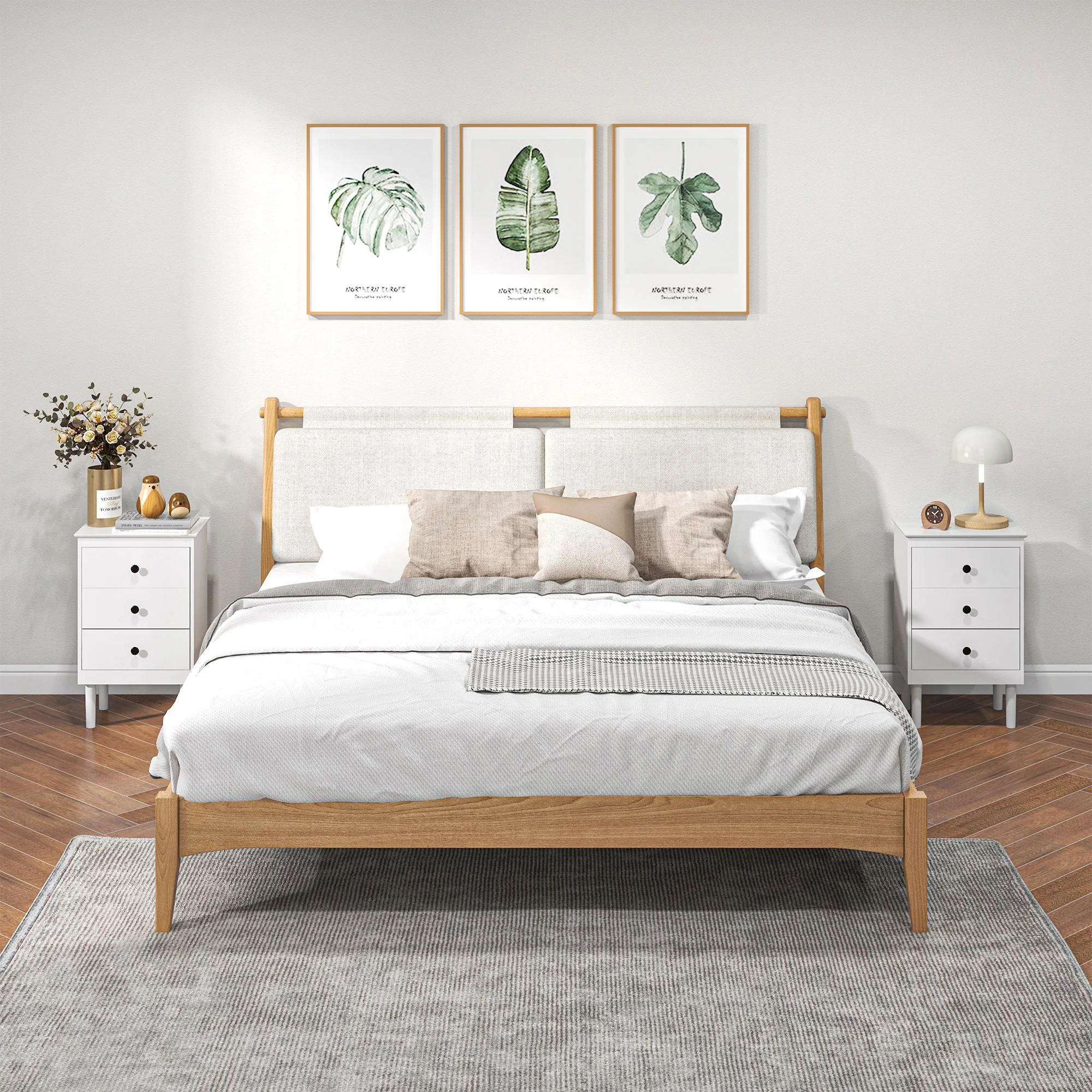 HOMCOM Bedside Table Set Of 2, Bedside Cabinet W/ 3 Drawers, Modern Side Table, - Image 12