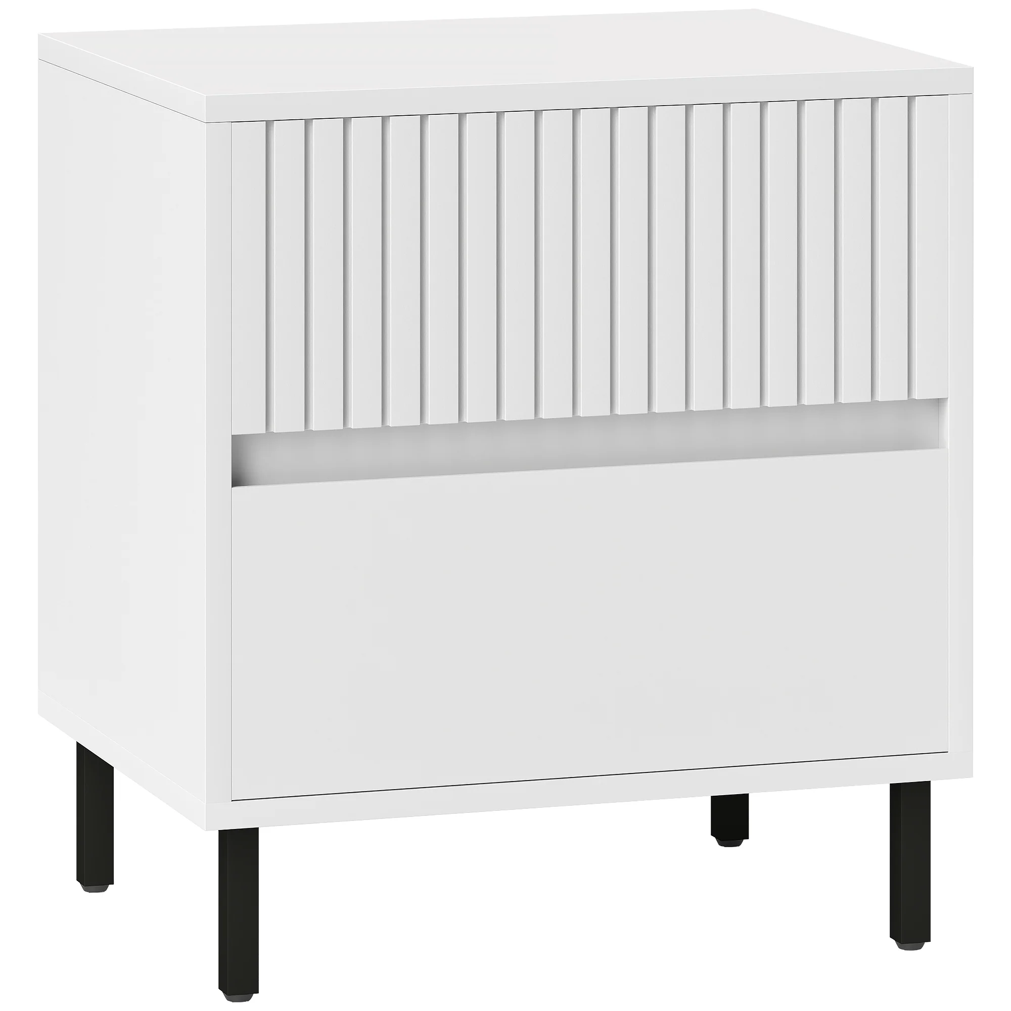 HOMCOM Bedside Table With 2 Drawers And Steel Legs For Bedroom - Grey/White - Image 10