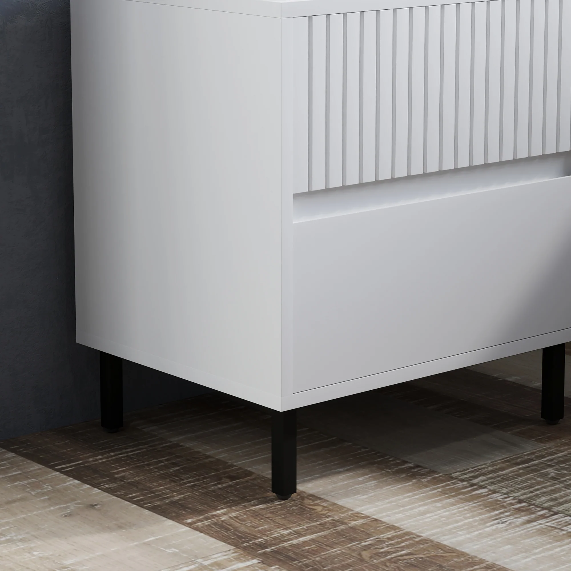 HOMCOM Bedside Table With 2 Drawers And Steel Legs For Bedroom - Grey/White - Image 18