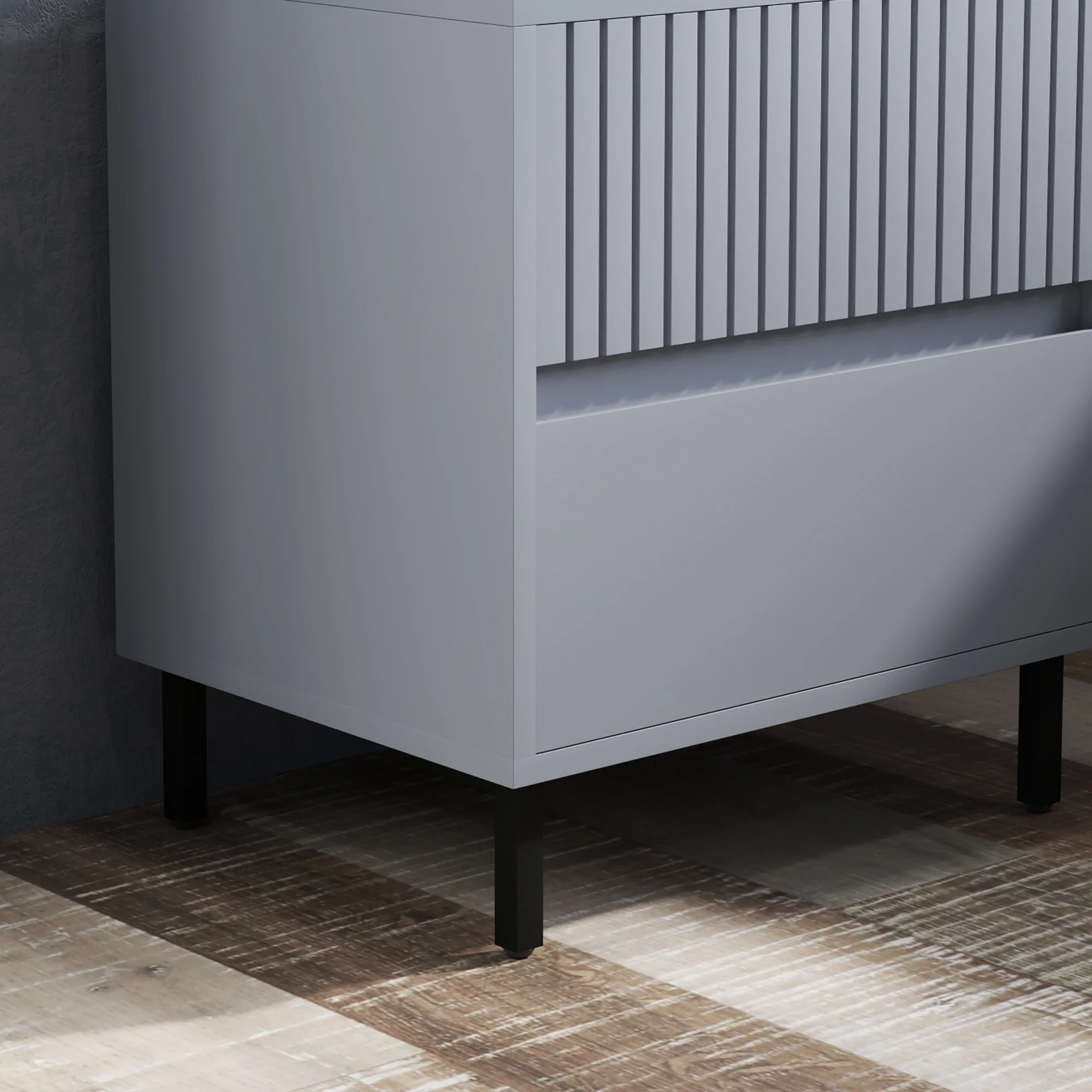 HOMCOM Bedside Table With 2 Drawers And Steel Legs For Bedroom - Grey/White - Image 9
