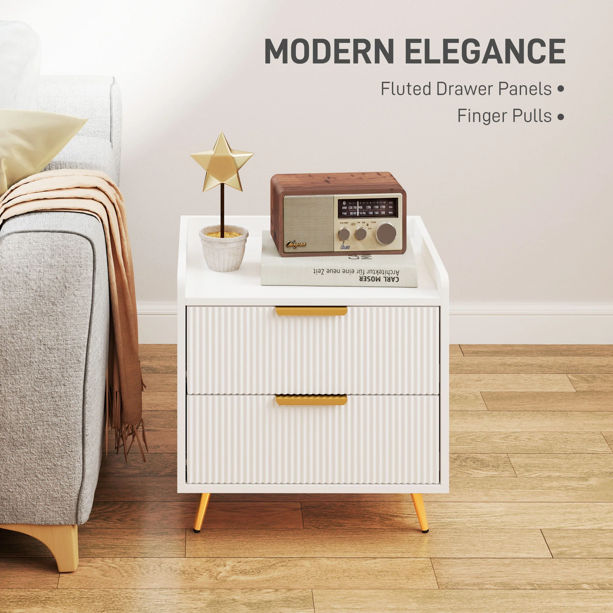 HOMCOM Bedside Table with 2 Drawers for Bedroom, Living Room - Image 12