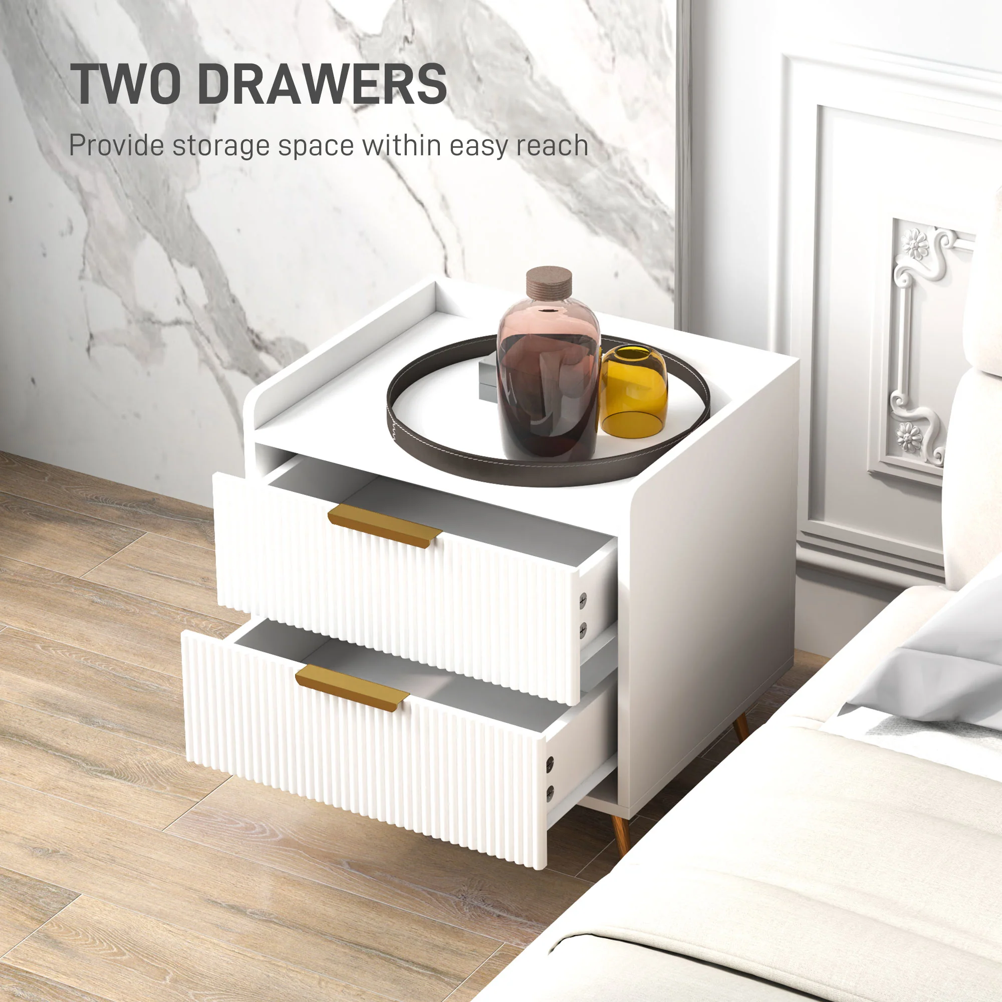 HOMCOM Bedside Table with 2 Drawers for Bedroom, Living Room - Image 13