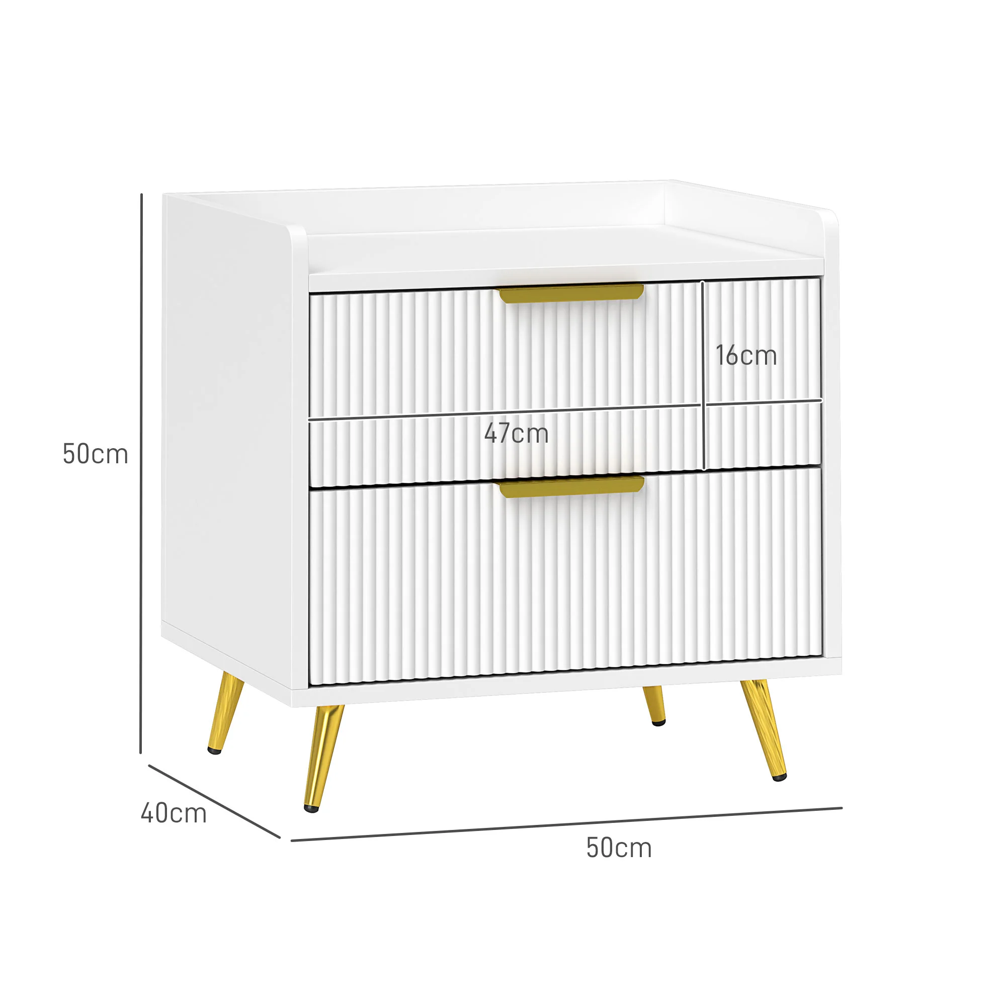 HOMCOM Bedside Table with 2 Drawers for Bedroom, Living Room - Image 14