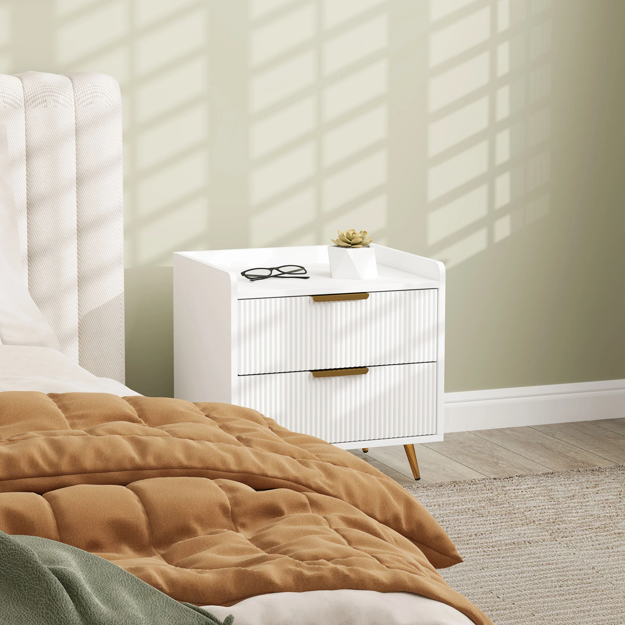 HOMCOM Bedside Table with 2 Drawers for Bedroom, Living Room - Image 17