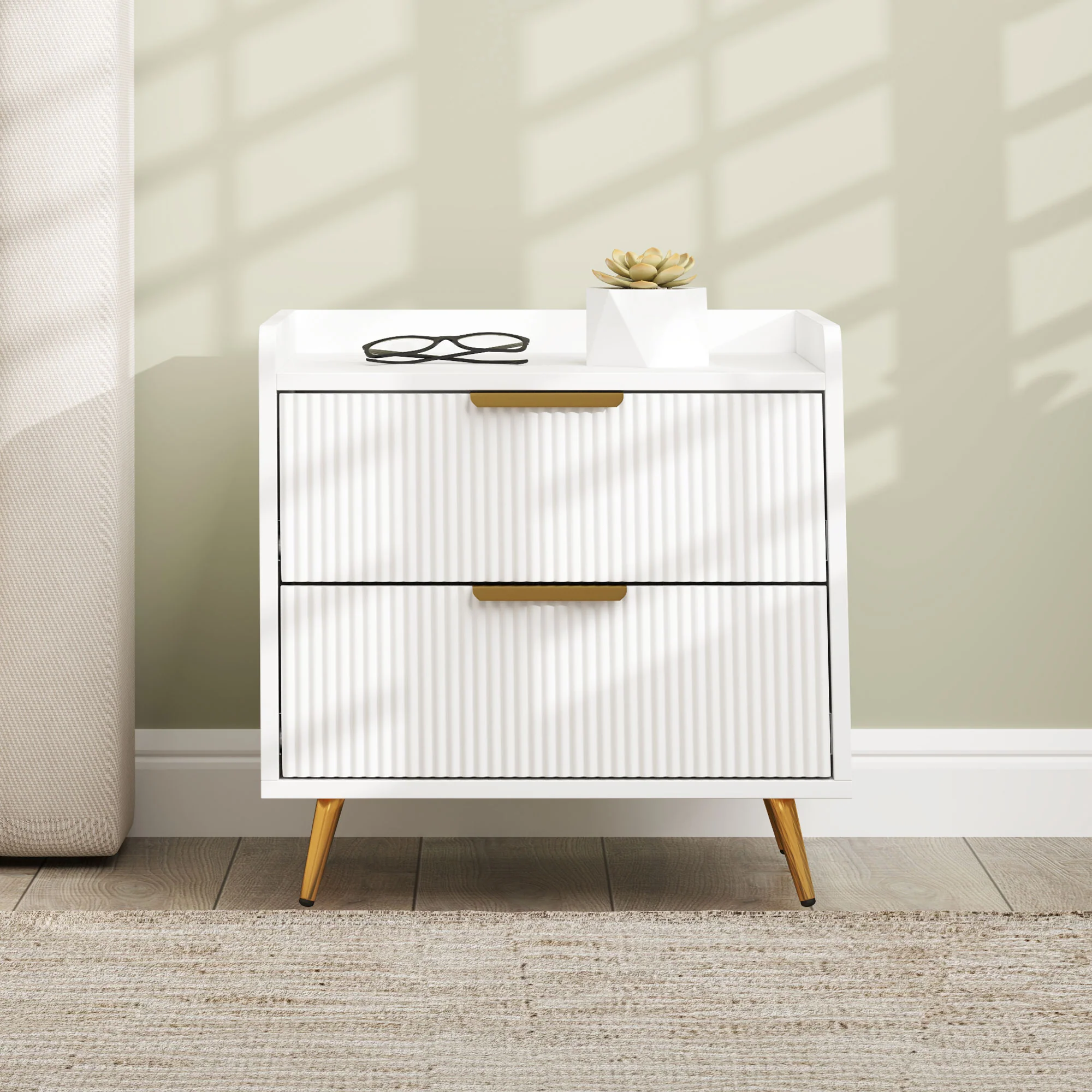HOMCOM Bedside Table with 2 Drawers for Bedroom, Living Room - Image 18