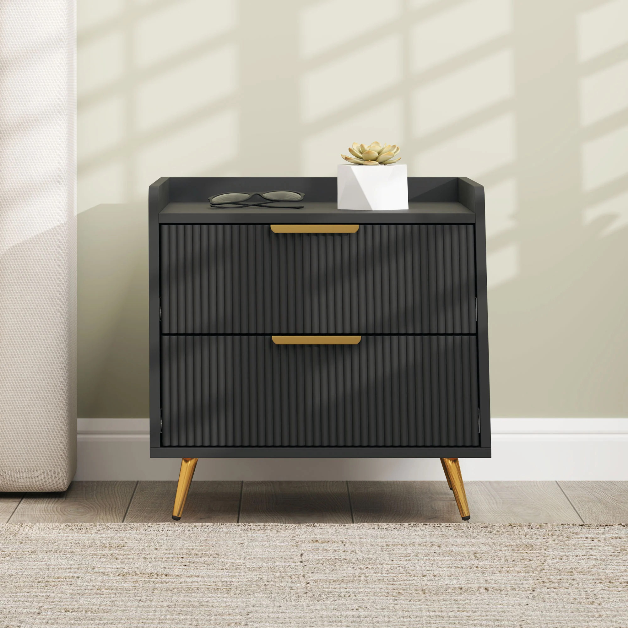 HOMCOM Bedside Table with 2 Drawers for Bedroom, Living Room - Image 9