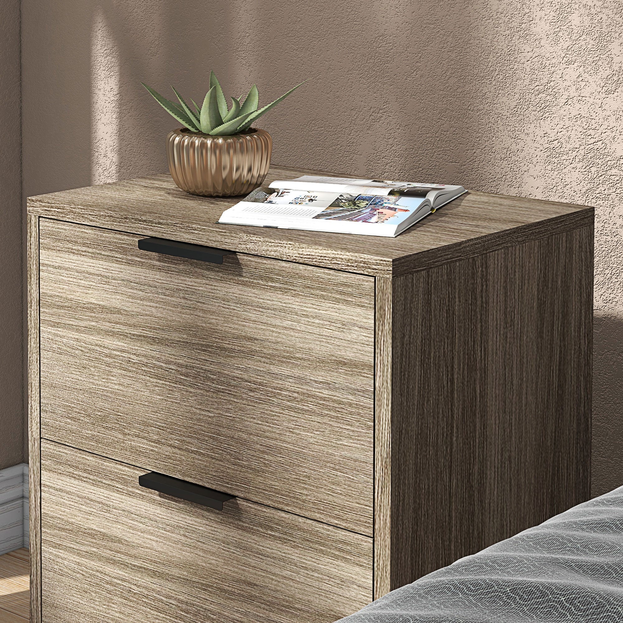 HOMCOM Bedside Tables Set Of 2 With 2 Drawers For Bedroom, Living Room - Image 8