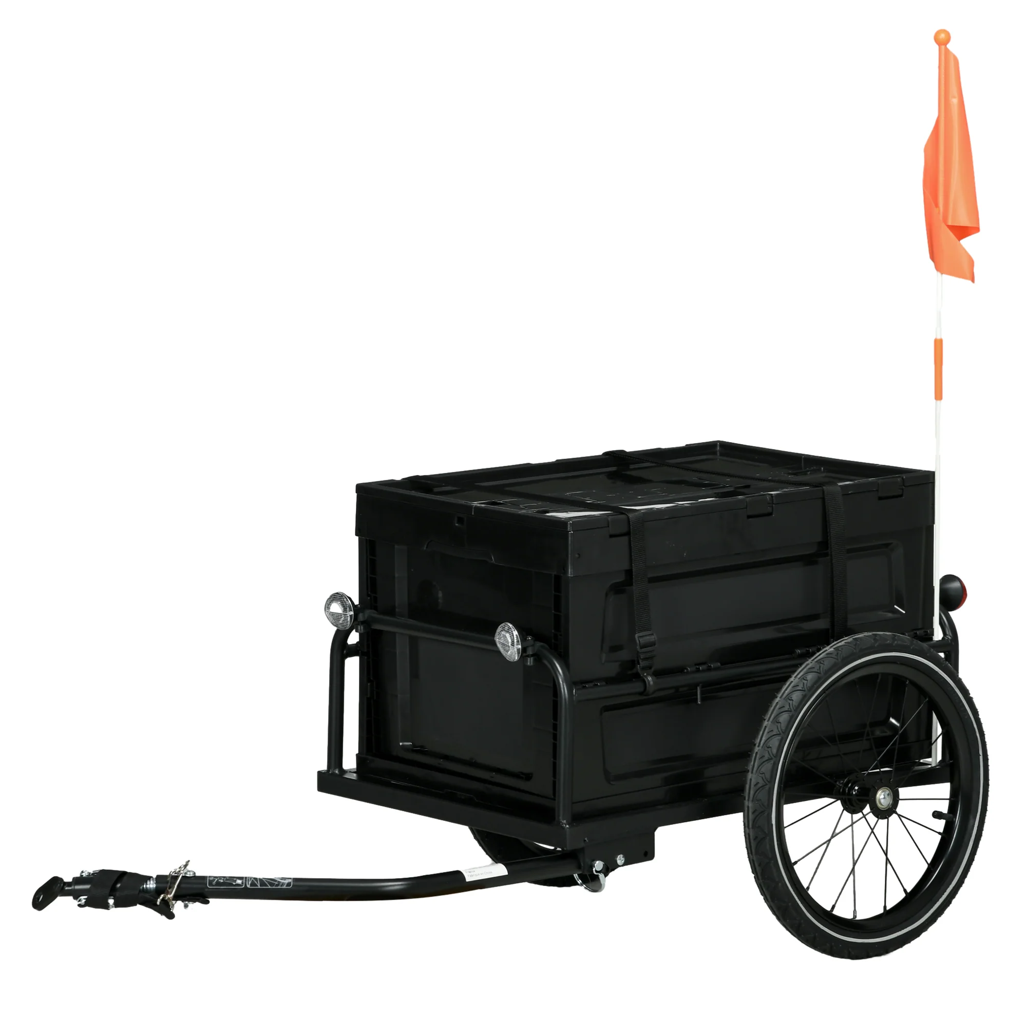 HOMCOM Bicycle Trailer with 65L Foldable Storage Box and Pneumatic Tyres, Blue - Image 10