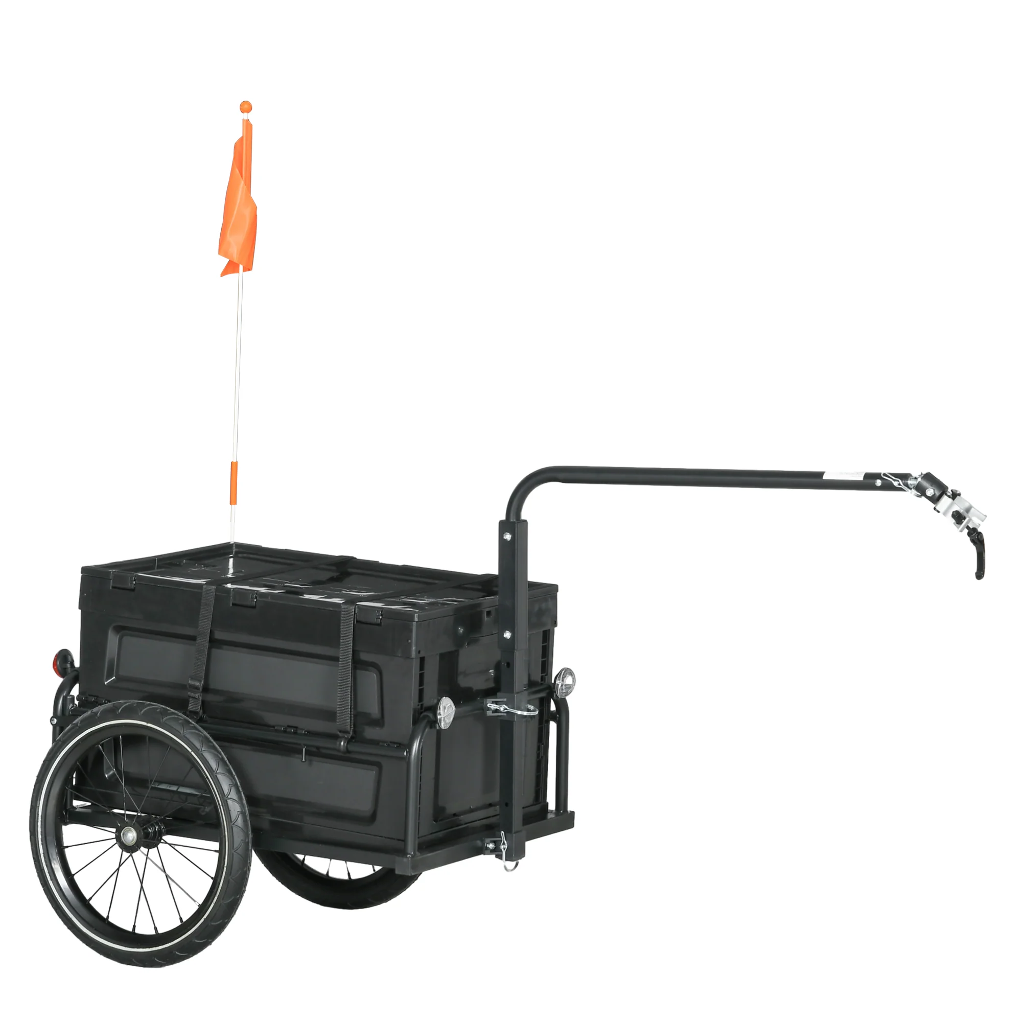 HOMCOM Bicycle Trailer With Foldable Storage Box And Pneumatic Tyres - Blue/Black - Image 10