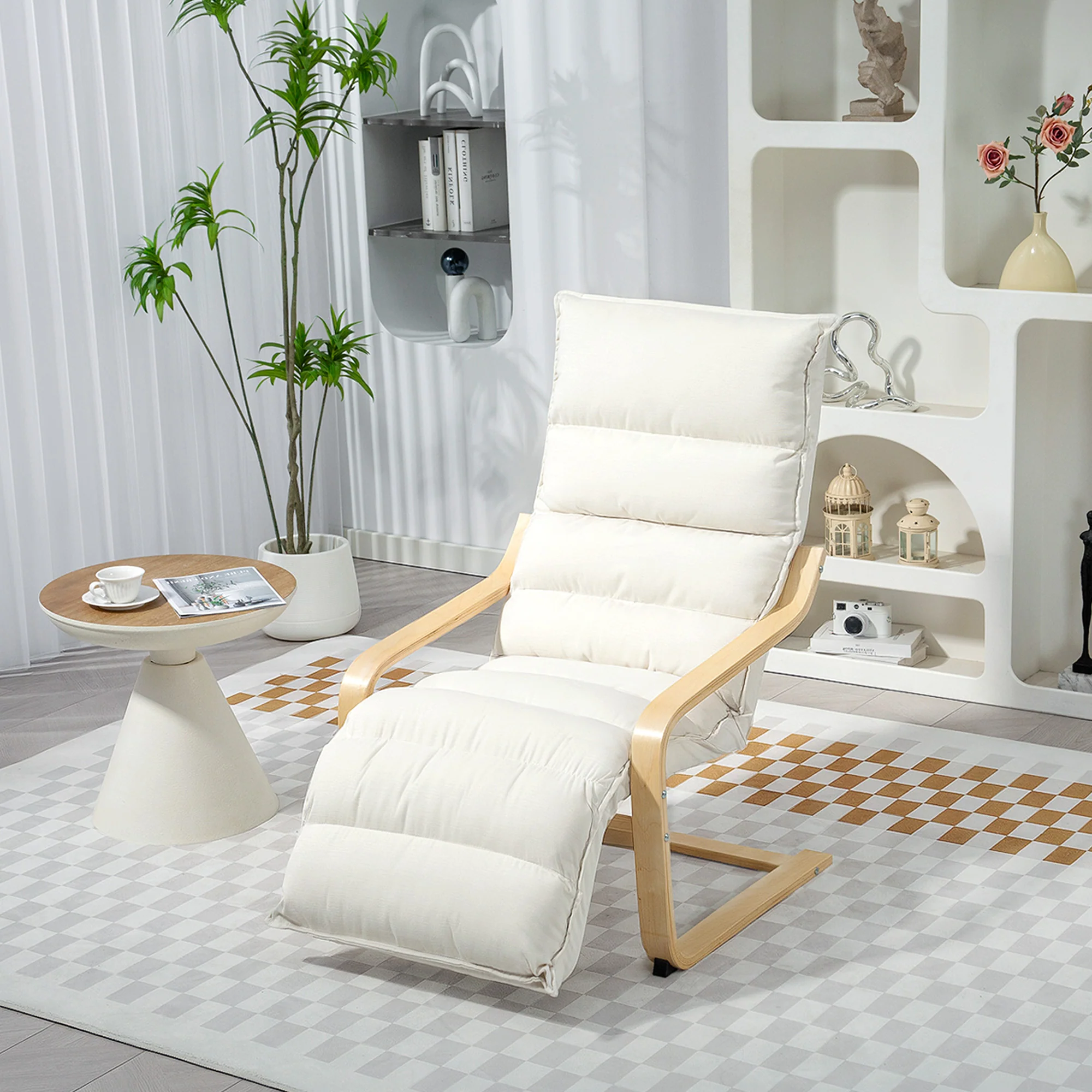 HOMCOM Birch Wood Lounge Chair For Living Room, Bedroom - Image 11