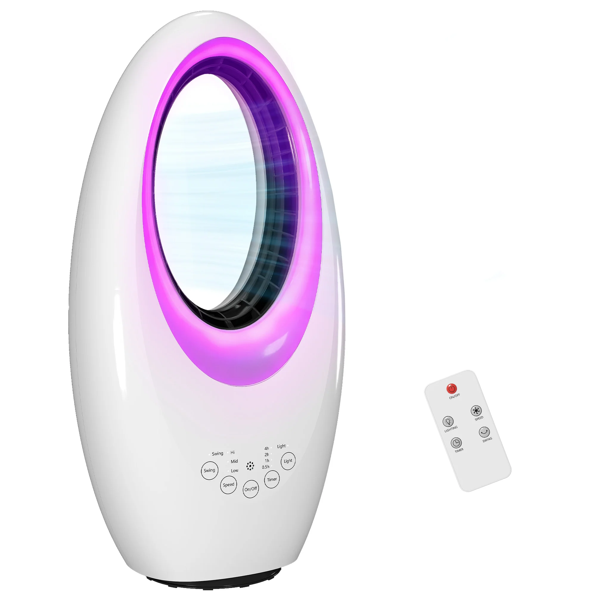HOMCOM Bladeless Tower Fan For Bedroom, 36dB Standing Cooling Fan, White