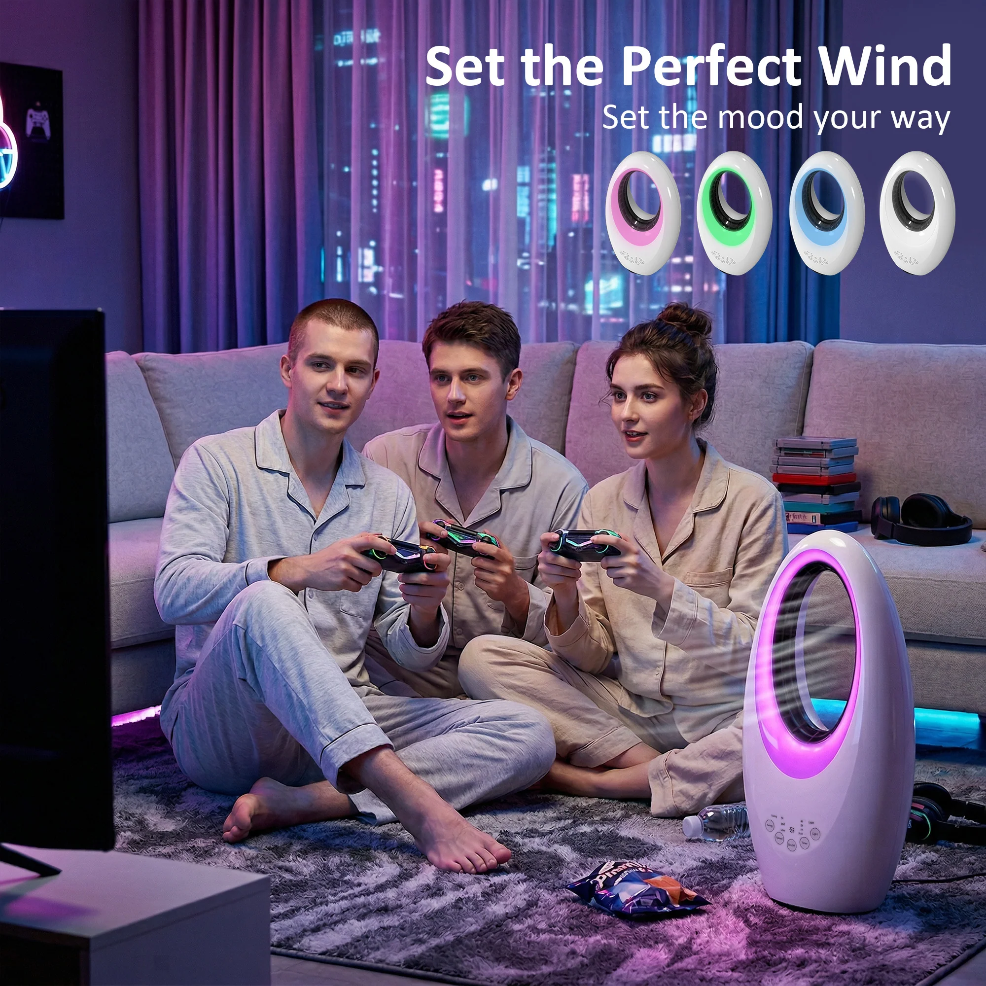 HOMCOM Bladeless Tower Fan For Bedroom, 36dB Standing Cooling Fan, White - Image 6