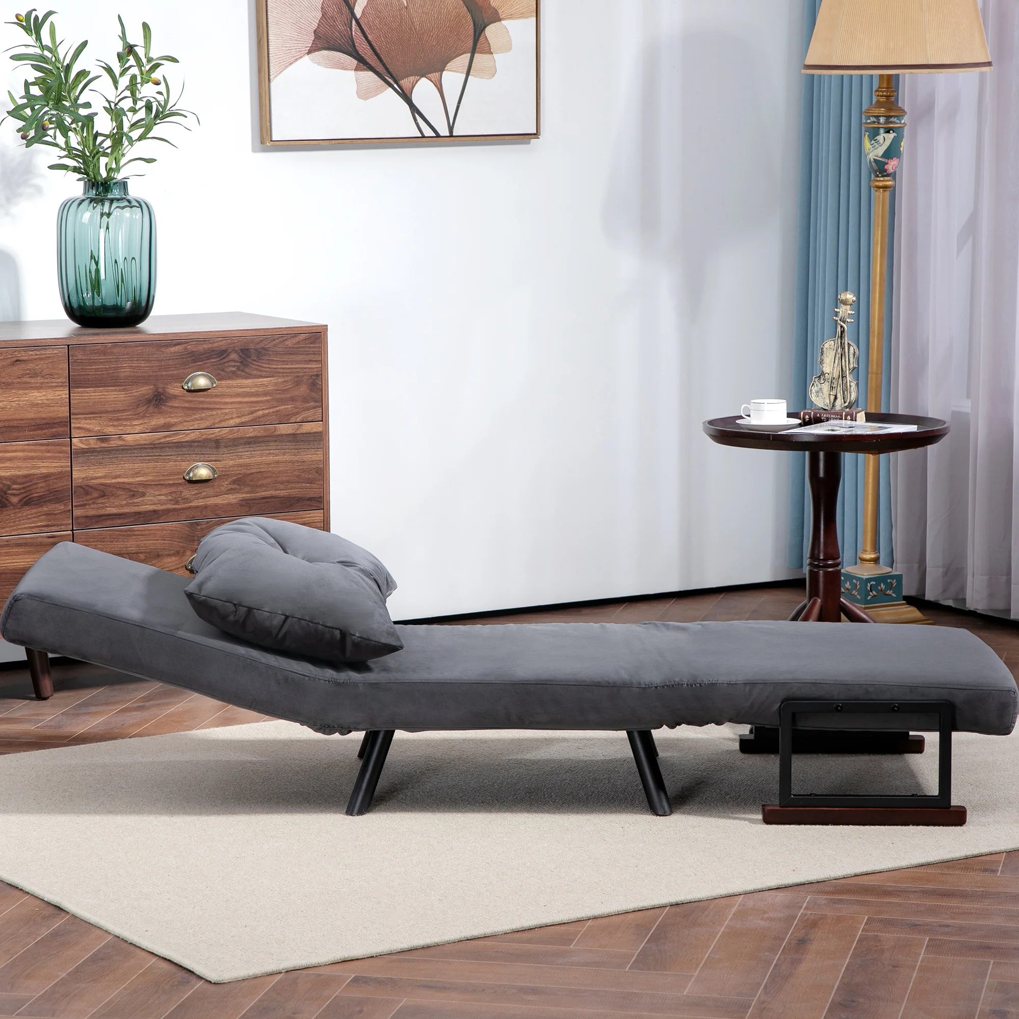 HOMCOM Click Clack Single Chair Bed Settee For Living Room, Guest Room - Image 15