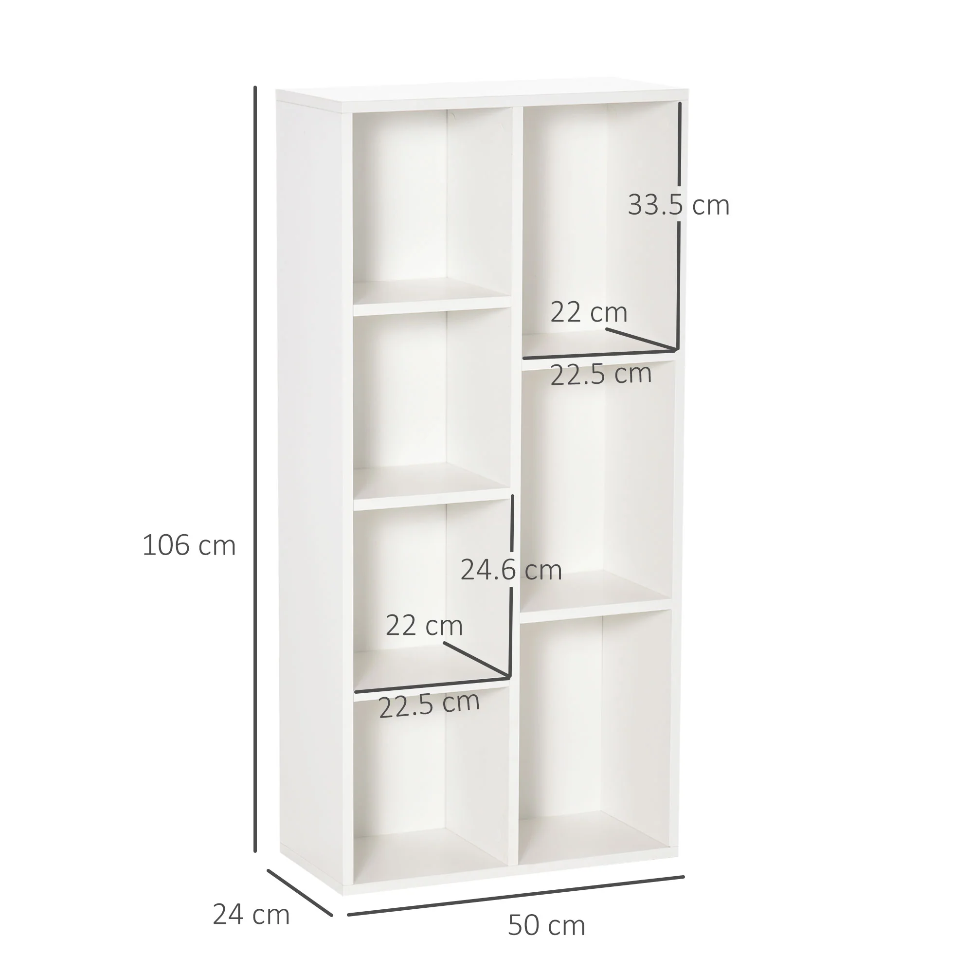 HOMCOM Bookcase Modern Bookshelf Cabinet For Home Office White - Image 5