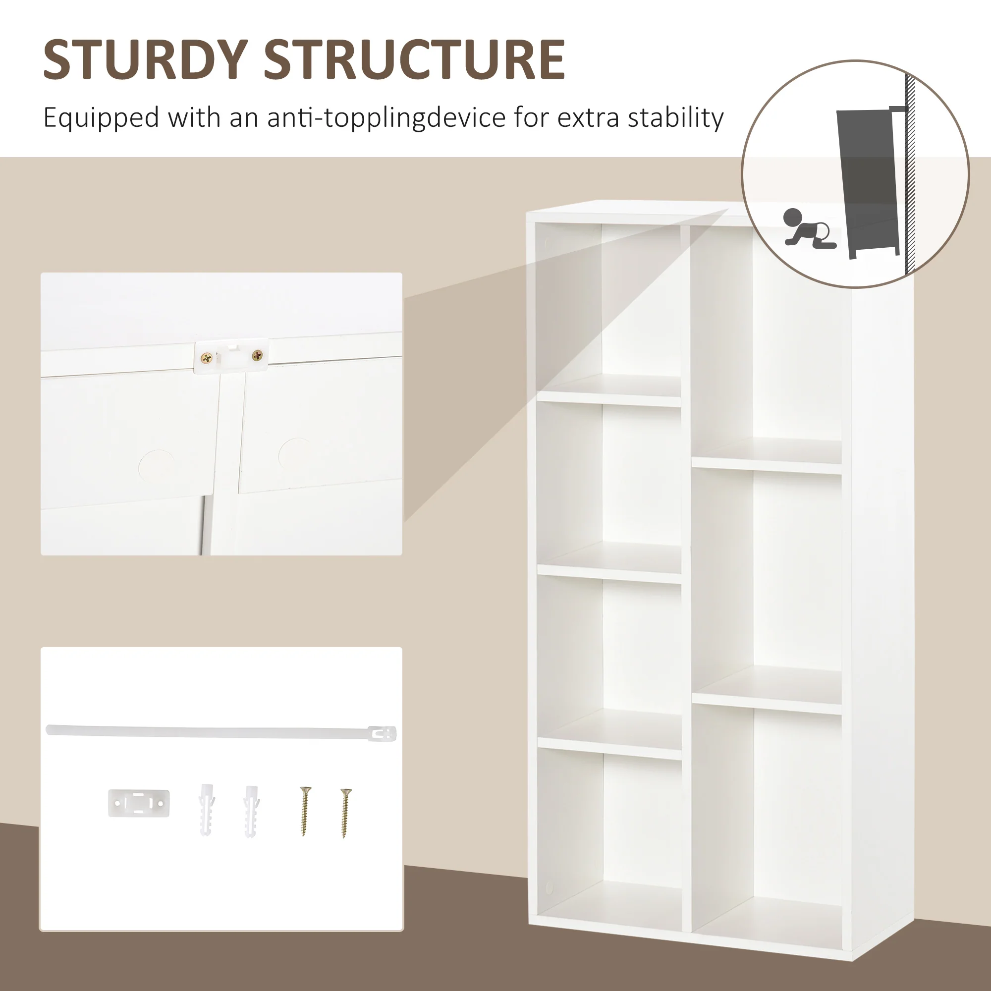 HOMCOM Bookcase Modern Bookshelf Cabinet For Home Office White - Image 6