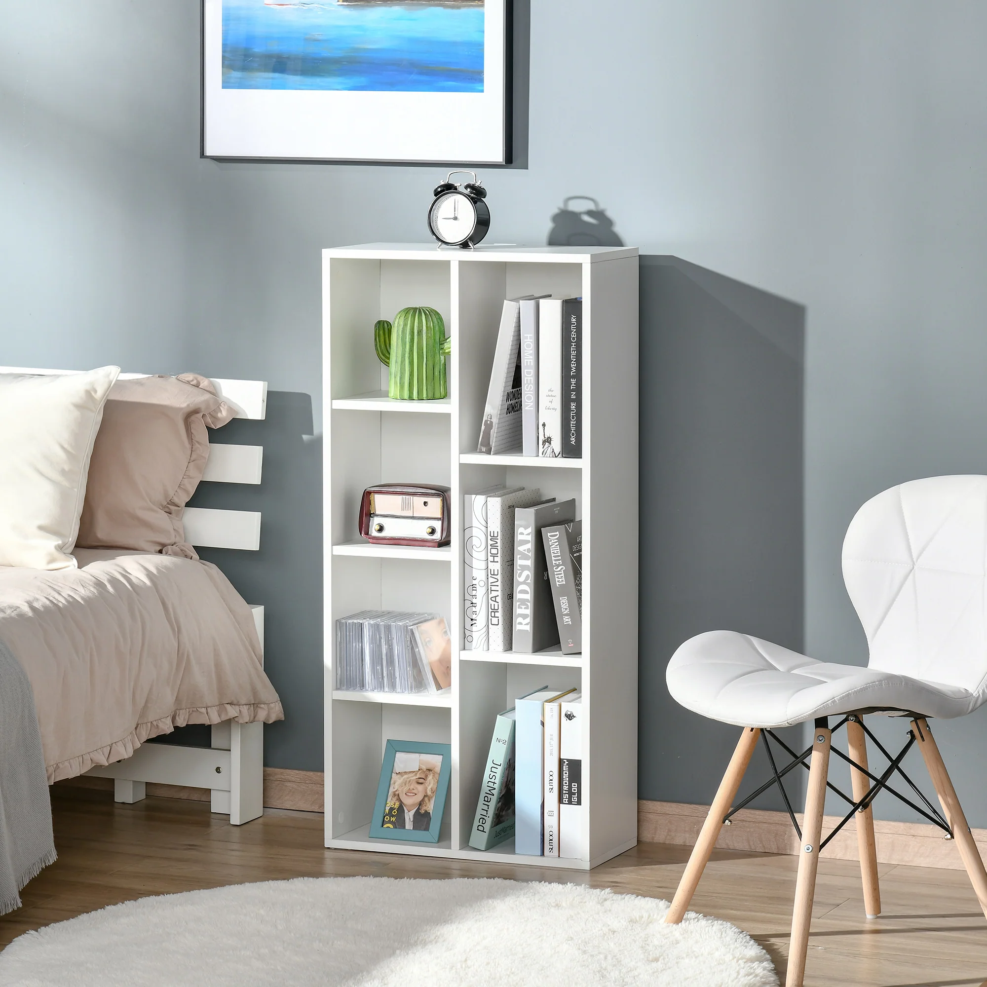 HOMCOM Bookcase Modern Bookshelf Cabinet For Home Office White - Image 7