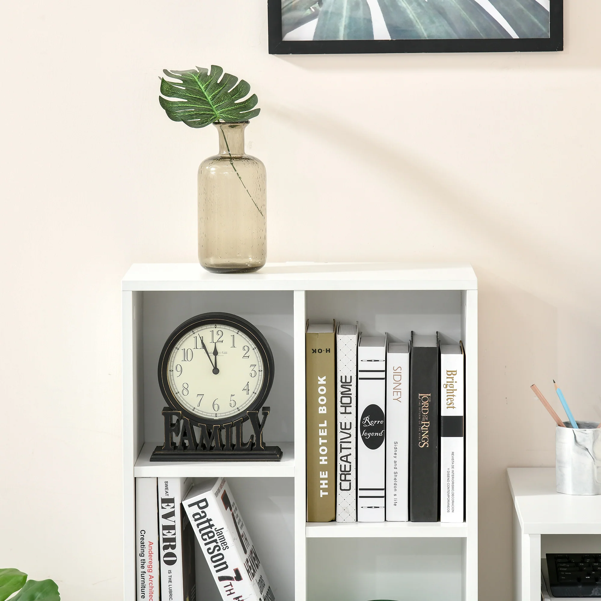 HOMCOM Bookcase Modern Bookshelf Cabinet For Home Office White - Image 8