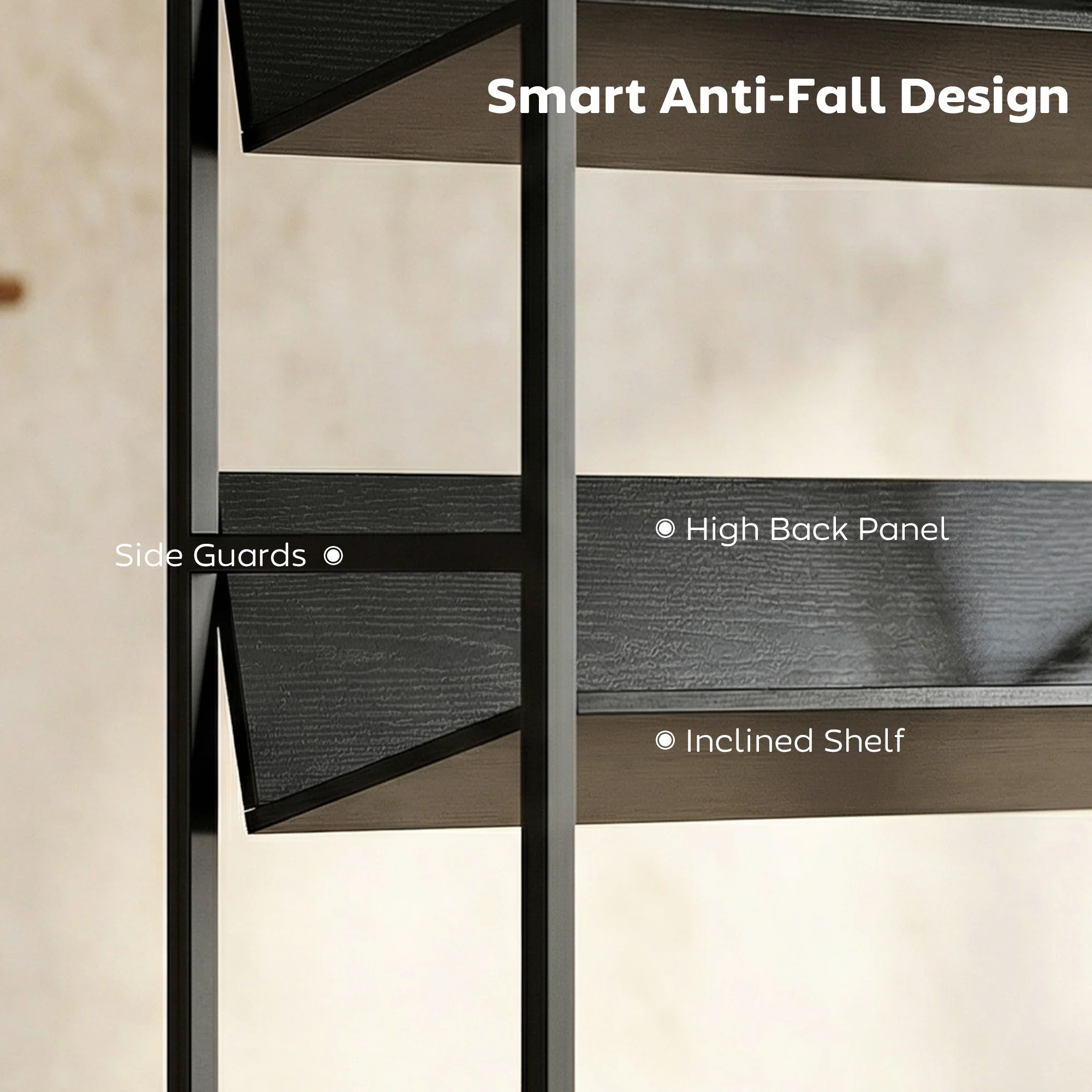 HOMCOM Bookshelf Anti-Slip Design 5-Tier Black - Image 6