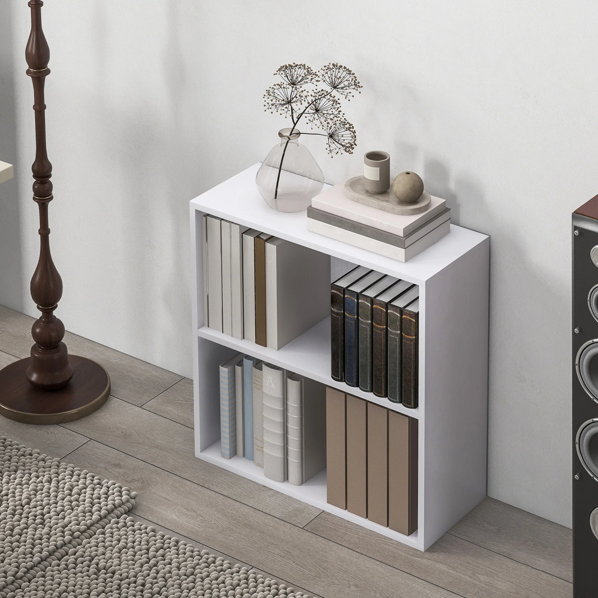 HOMCOM Bookshelf Display Storage Shelf With 2 Compartments For Study - Image 7